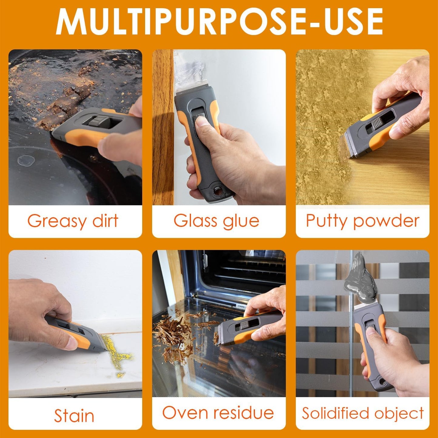 Razor Blade Scraper Tool with 15pcs Extra Blades, Cleaning Razor Scraper for Glass, Glass Top Stove