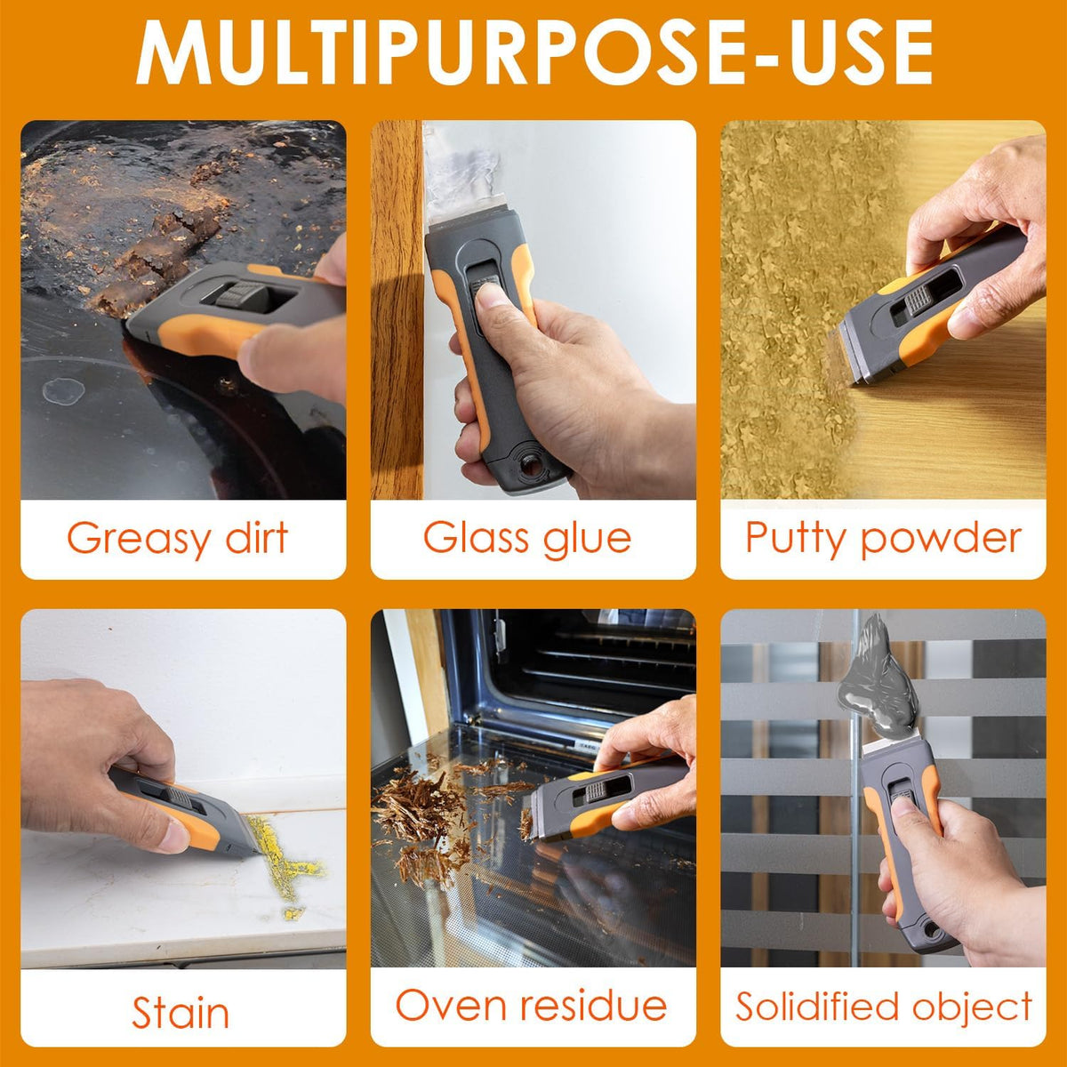 Razor Blade Scraper Tool with 15pcs Extra Blades, Cleaning Razor Scraper for Glass, Glass Top Stove