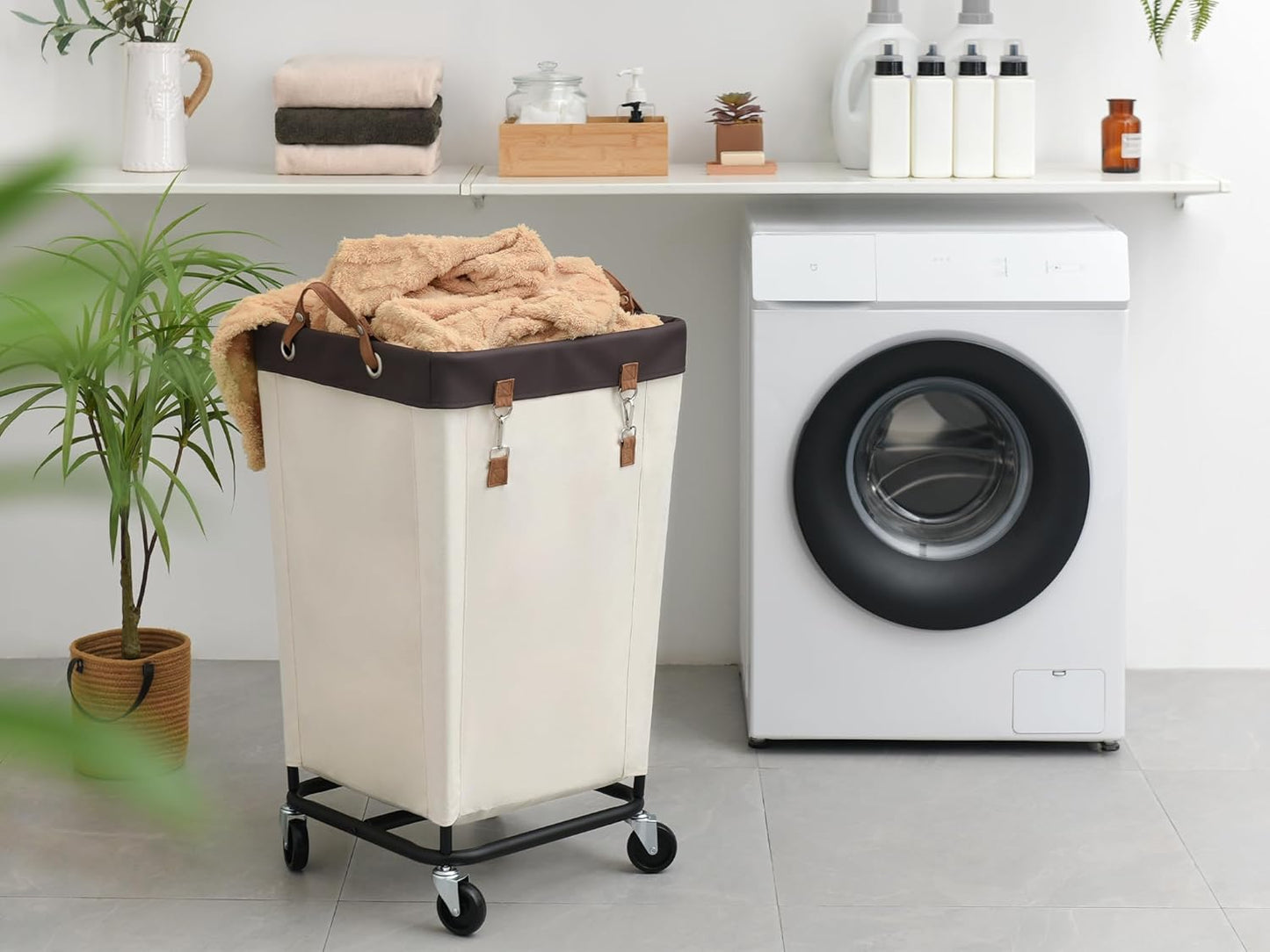StorageWorks 160L Laundry Basket with Wheels, Large Rolling Hampers for Clothing Organizer, Dirty