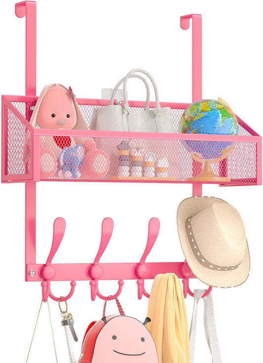 Over The Door Hooks Organizer, Coat Rack Over The Door Storage Hanger Towel Rack, Back of Storage