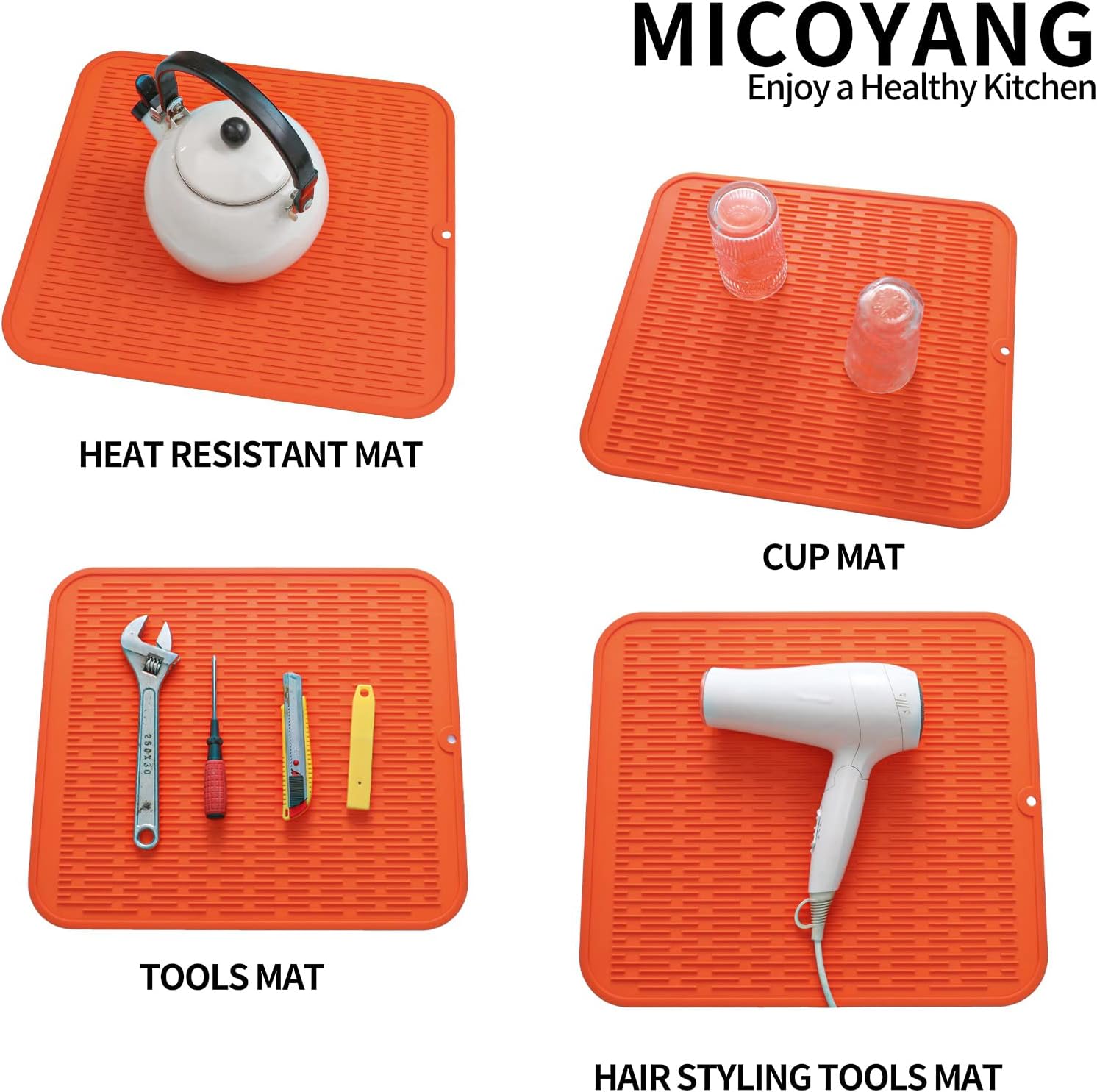 Silicone Dish Drying Mat for Multiple Usage,Easy clean,Eco-friendly,Heat-resistant Silicone Mat for