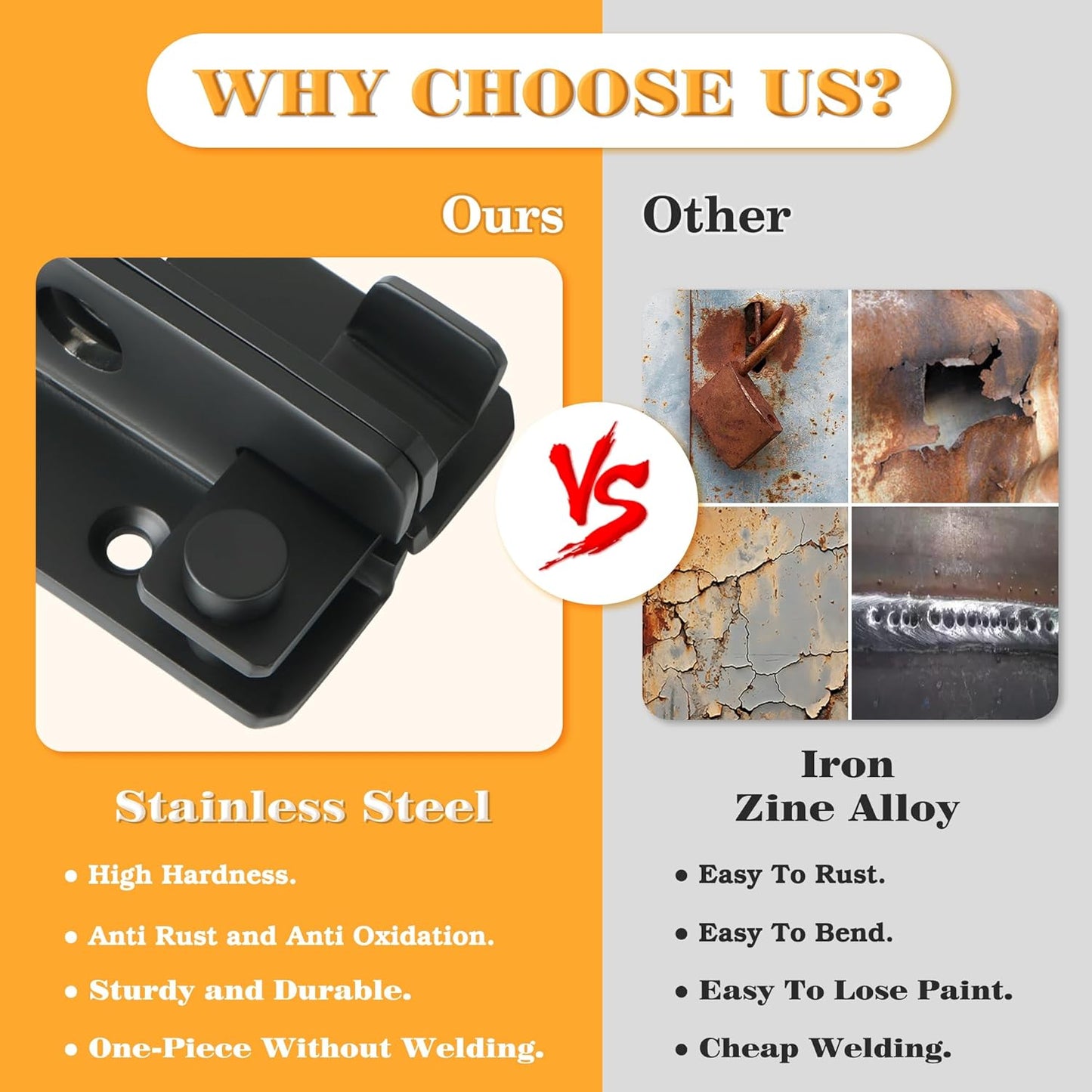 Alise Flip Latch Gate Latches Slide Bolt Latch Safety Door Lock Catch for Barn Cabinet Pet Cage