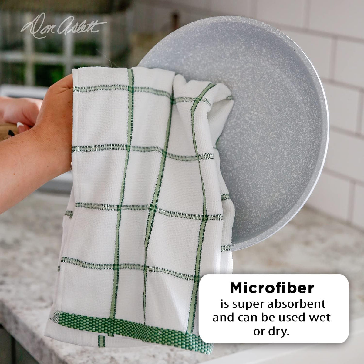 Don Aslett's 12 Piece Microfiber Kitchen Set | 6 Multi-Purpose Wash Cloths, 3 Super Absorbent