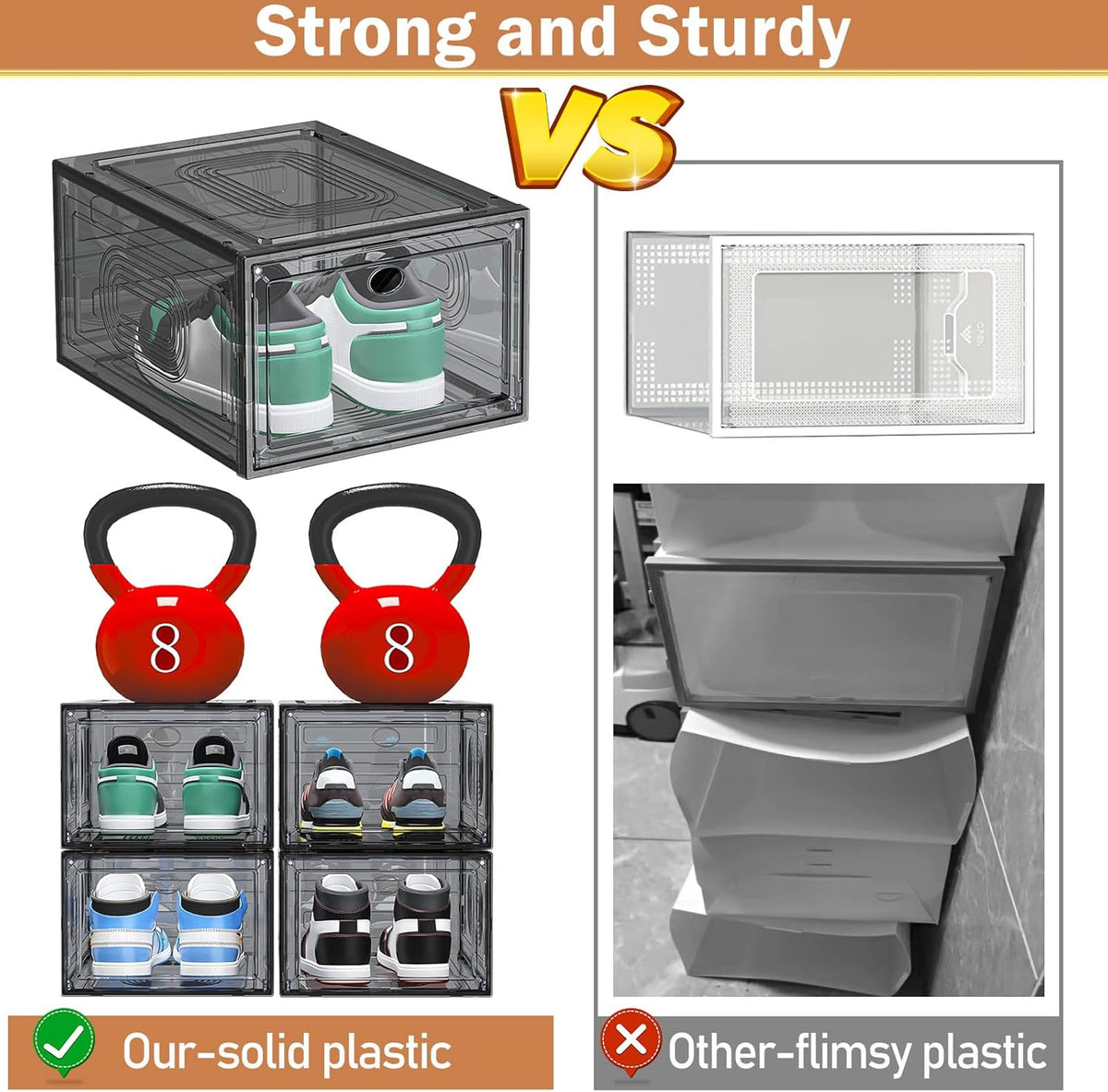 10 Pack Thicken Shoe Organizer Stackable,Upgraded Sturdy Shoe Storage Box with Magnetic Door,Shoe