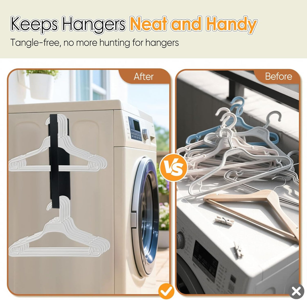 Magnetic Hanger Organizer, Strong Magnetic Hanger Holder for Washing Machine Dryer, Laundry Room