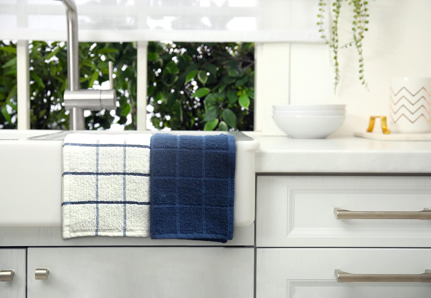 100% Cotton Terry Dish Cloth & Dish Towel, 6 Pack, Super Soft and Absorbent Kitchen Towels, Perfect