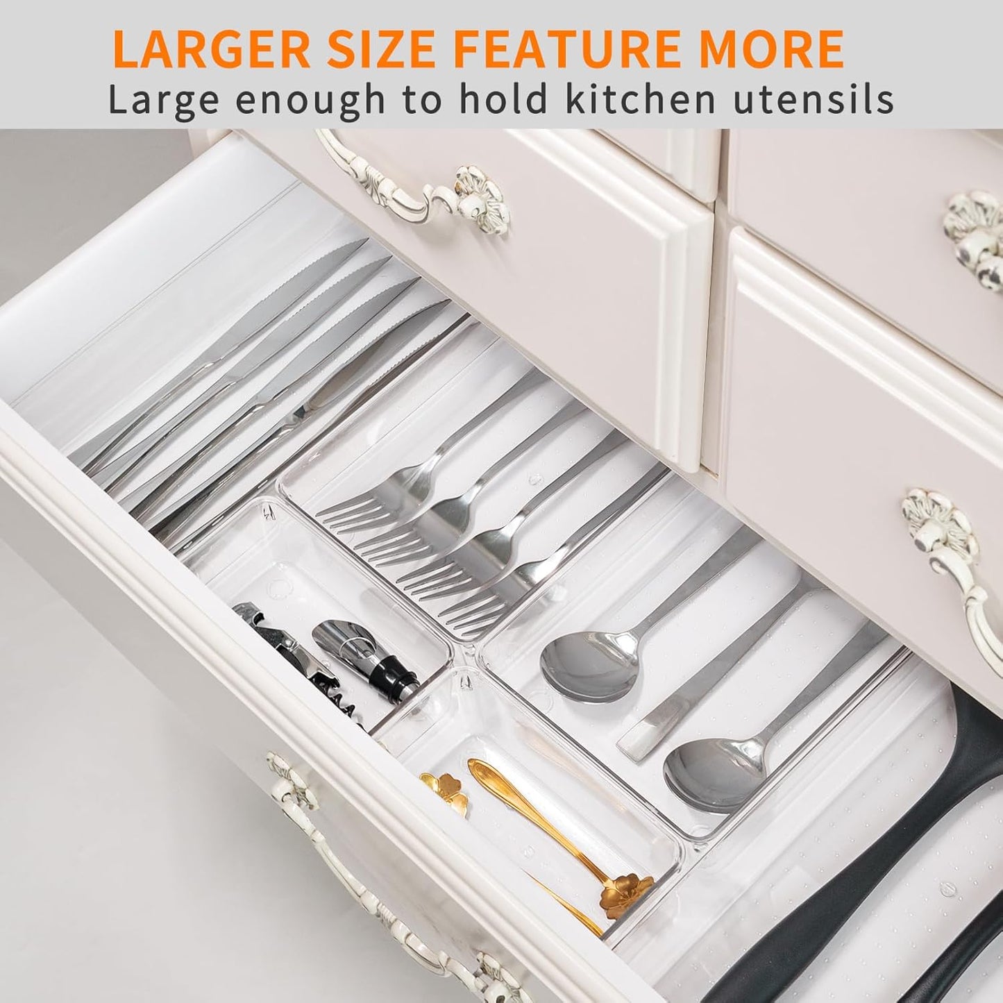 Criusia 12 Pack Large Clear Plastic Drawer Organizer Trays | MULTI-USE Acrylic Drawer Storage for