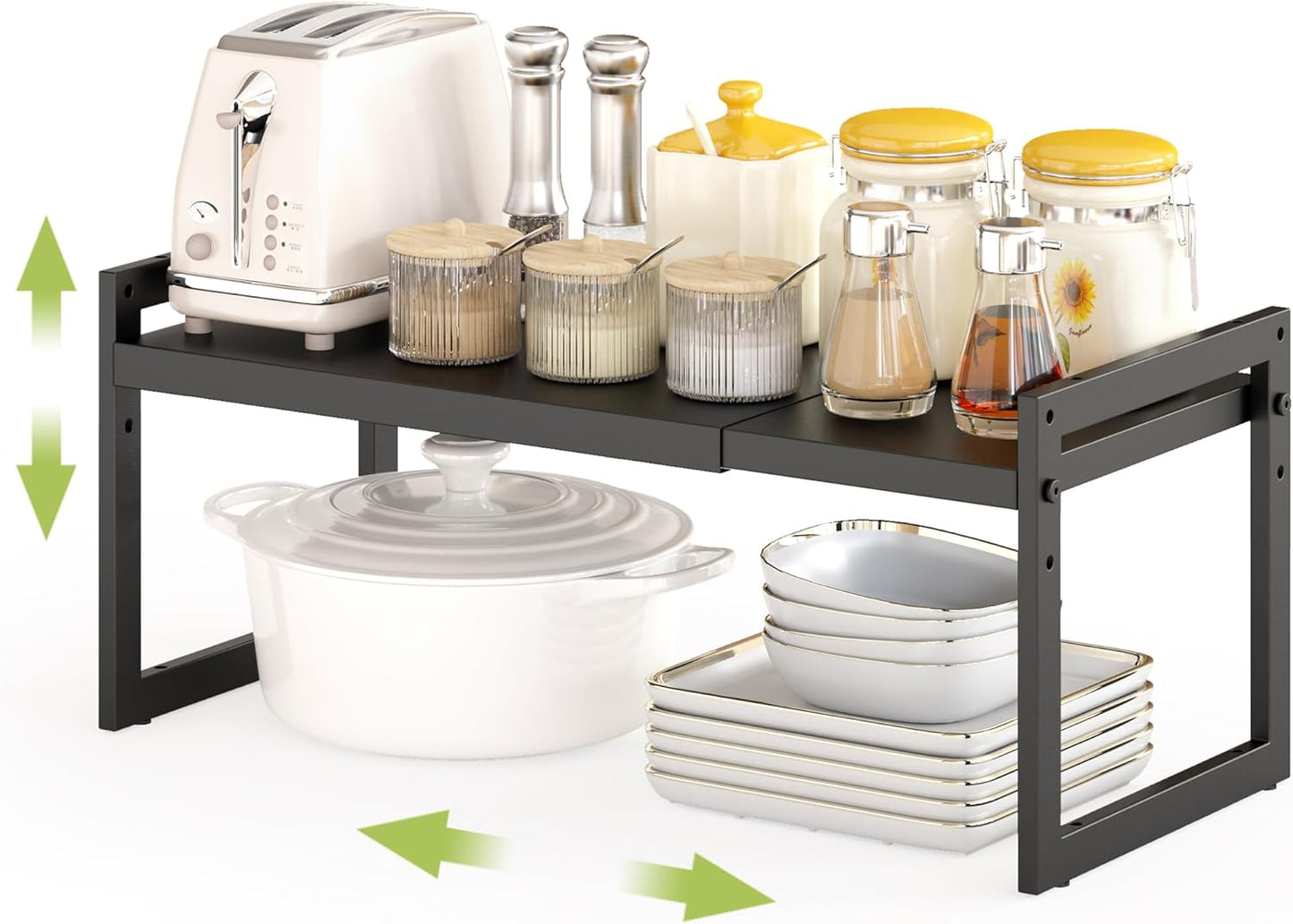 DOLALIKE Expandable kitchen Countertop Organizer, Stackable Cabinet Shelf Organizers, Space Saving