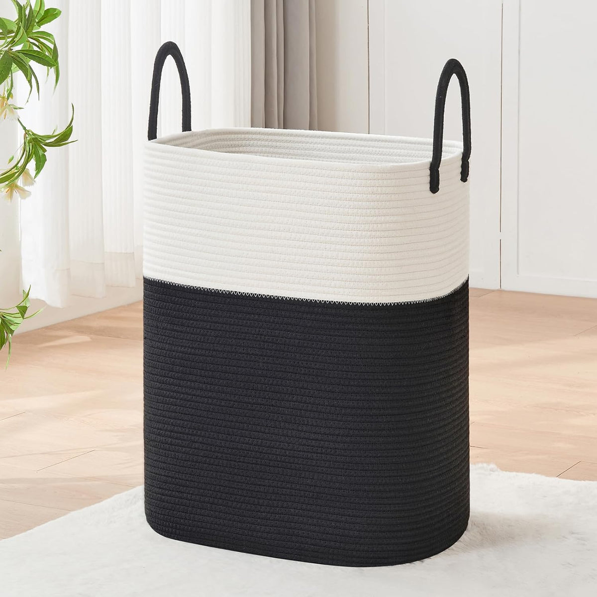 Laundry Basket with Handles - Blanket Basket & Hampers for Bedroom Aesthetic, Laundry Hamper &