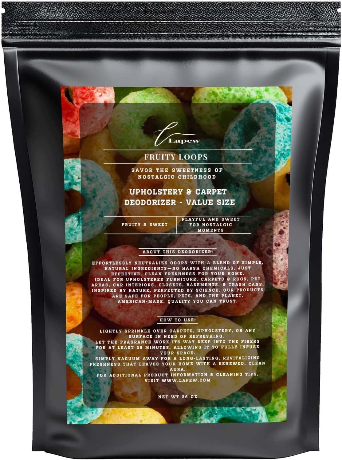 Fruity Loops Carpet Freshener Powder Refill 36 oz | Powerful Odor Eliminator for Home | Upholstery