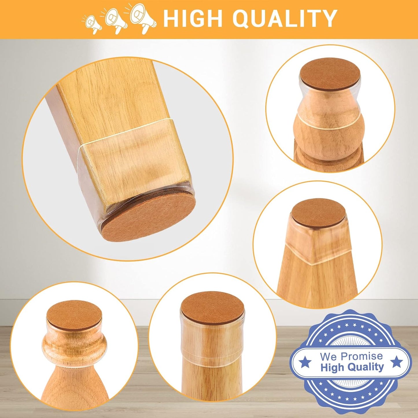 24 Pcs Extra Large Chair Leg Floor Protectors, Silicone Chair Leg Protectors for Hardwood Floors