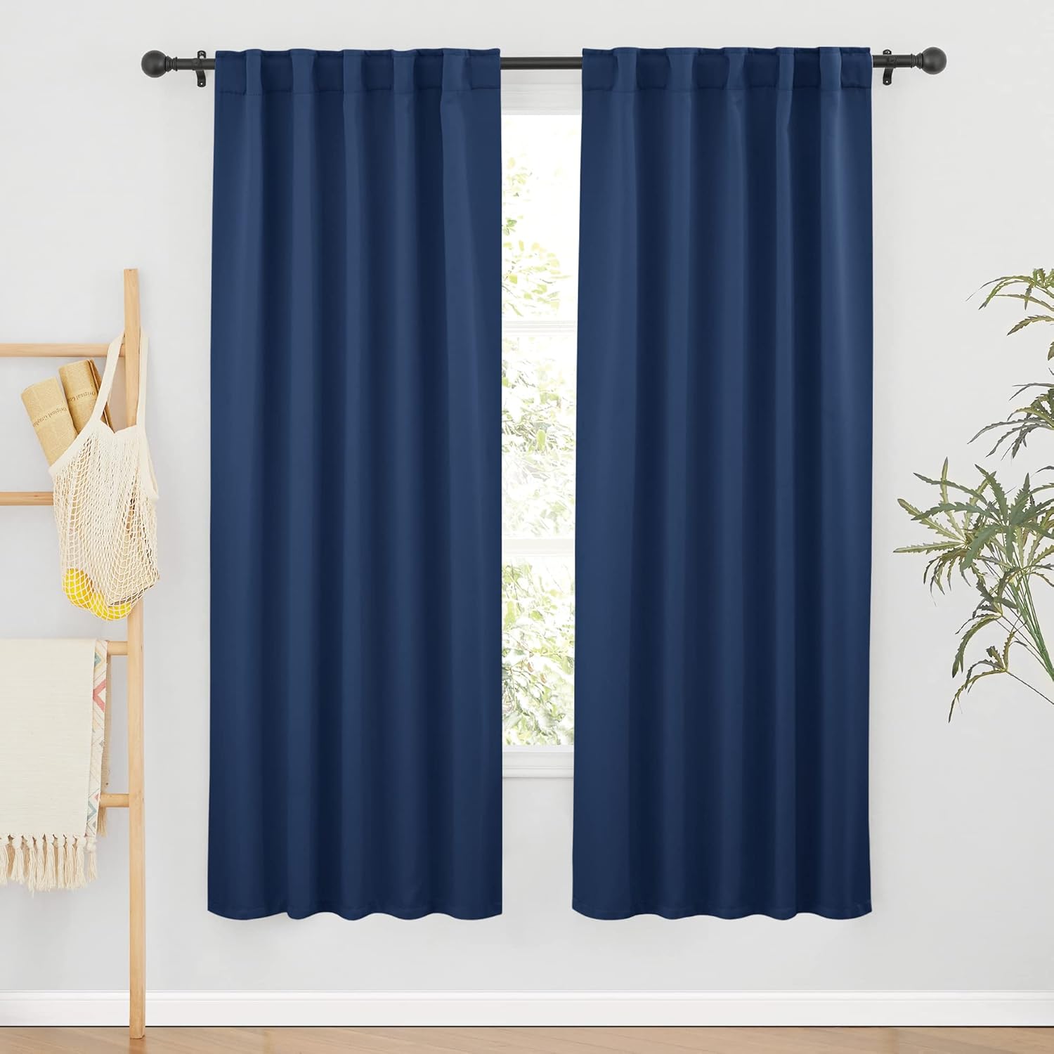 RYB HOME Blackout Curtains for Living Room, Back Tab & Rod Pocket Top Insulating Window Decor for