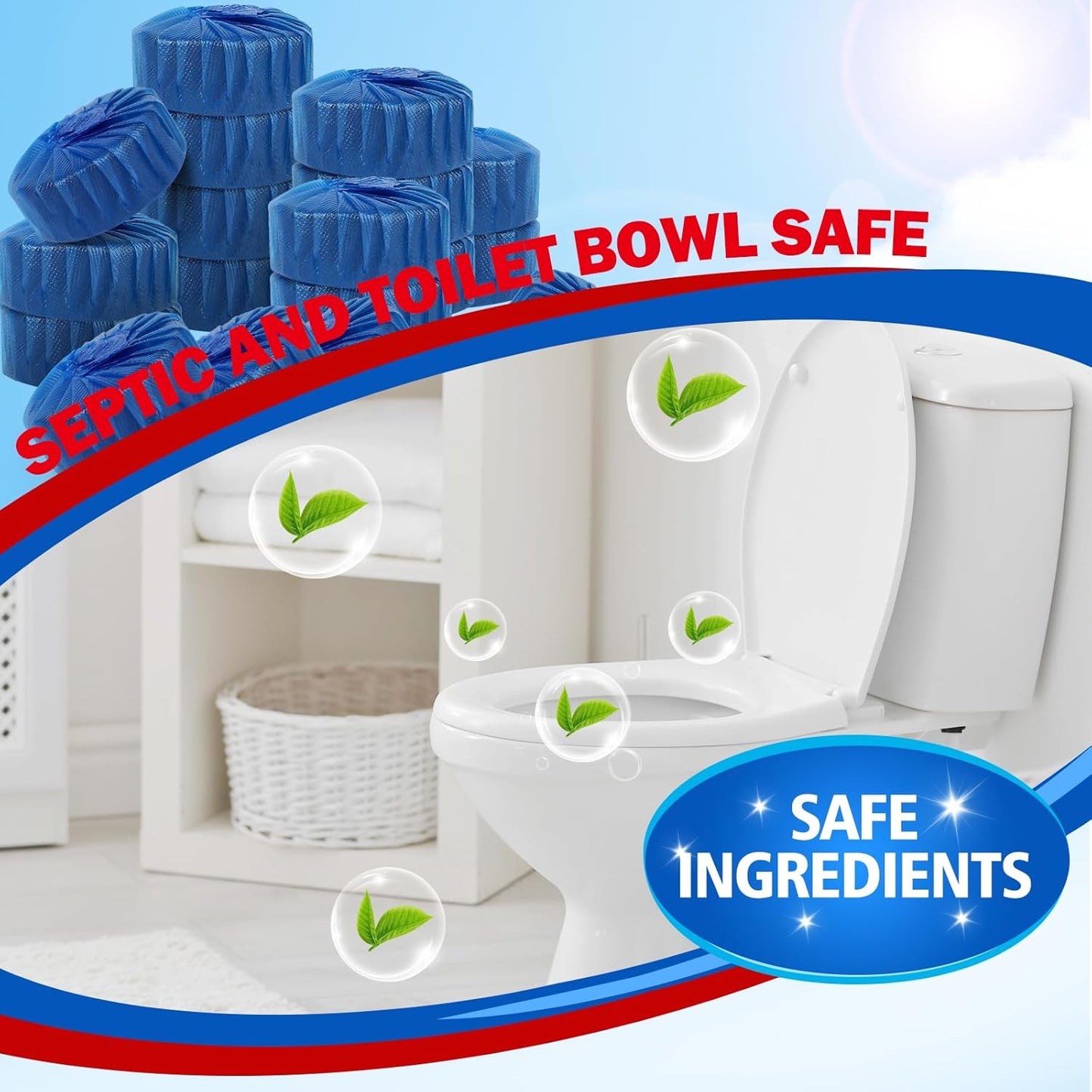 USKICH 40 Pack Toilet Bowl Cleaner Tablets,Blue Automatic Toilet Tank Cleaners, Long-Lasting