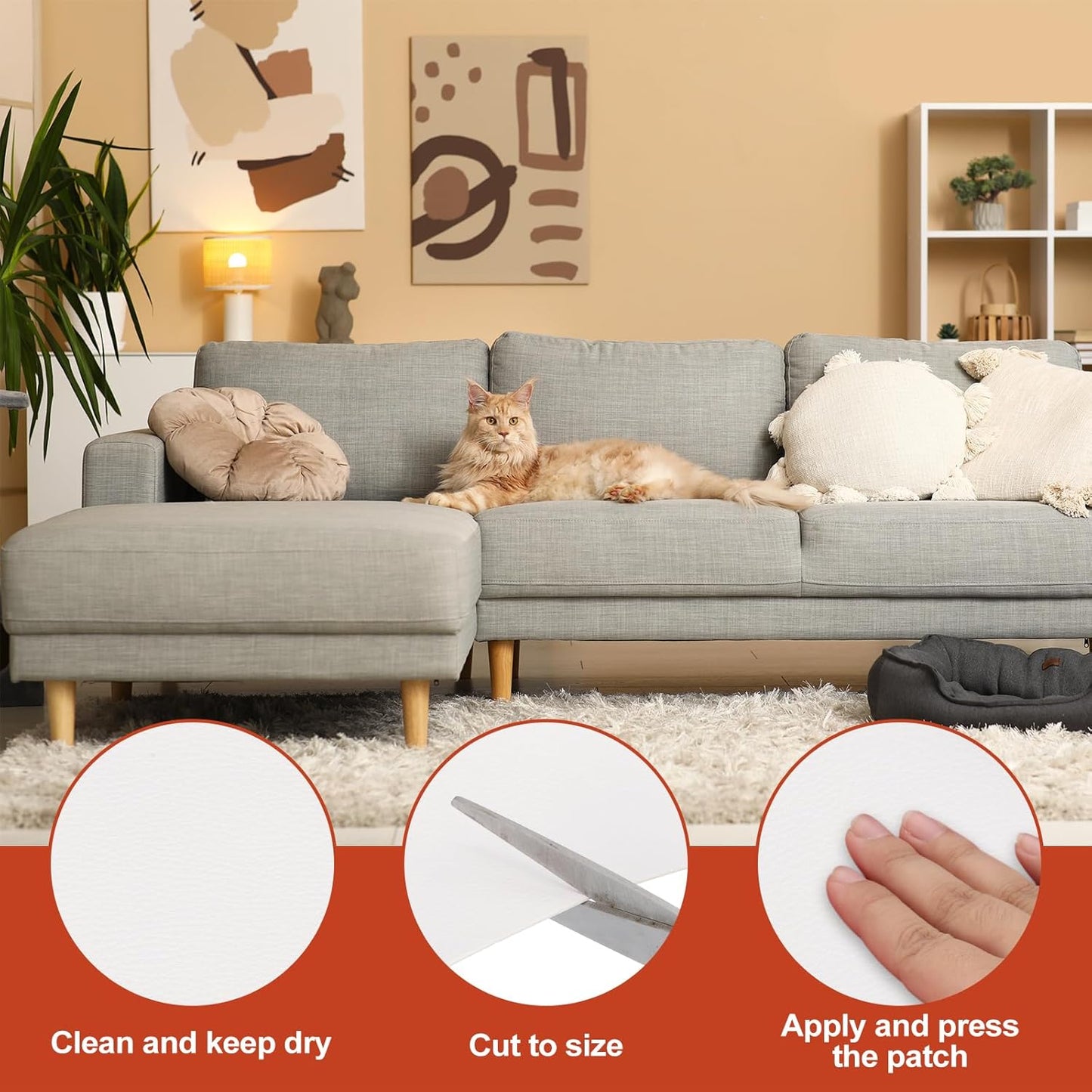 PATIKIL Leather Patches Tape for Furniture, 3.2 x 61 Inch Self Adhesive Vinyl Leather Repair Kit