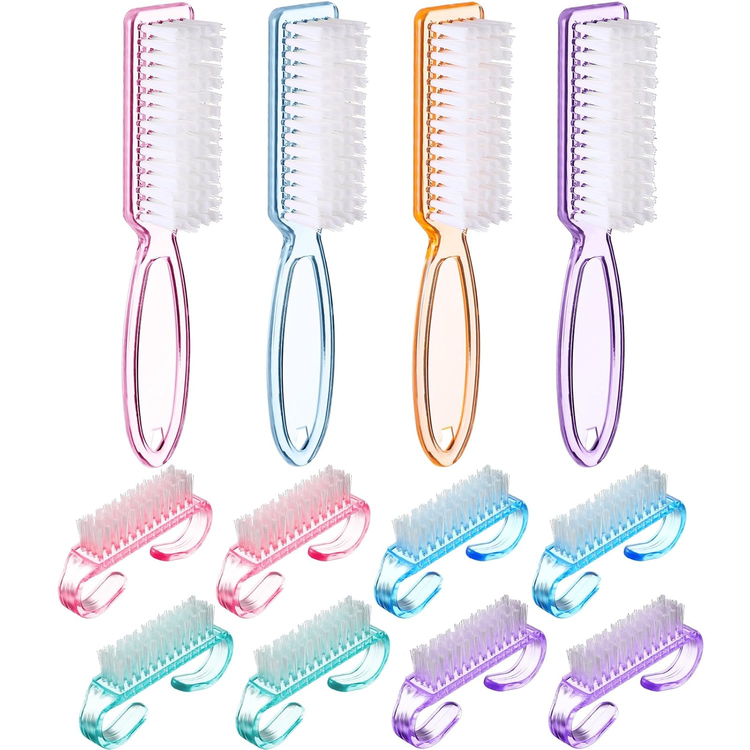Patelai 12 Pcs Handle Grip Nail Brush Bulk Colorful Nail Scrubber Fingernail Brushes Hand Toes