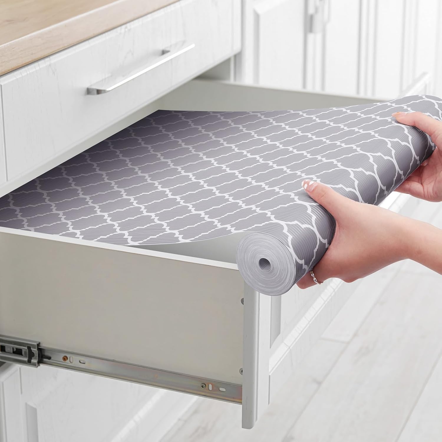 Glotoch Shelf Liners for Kitchen Cabinets 17.5x360 Inch Non Adhesive Drawer Liners for Kitchen,Non
