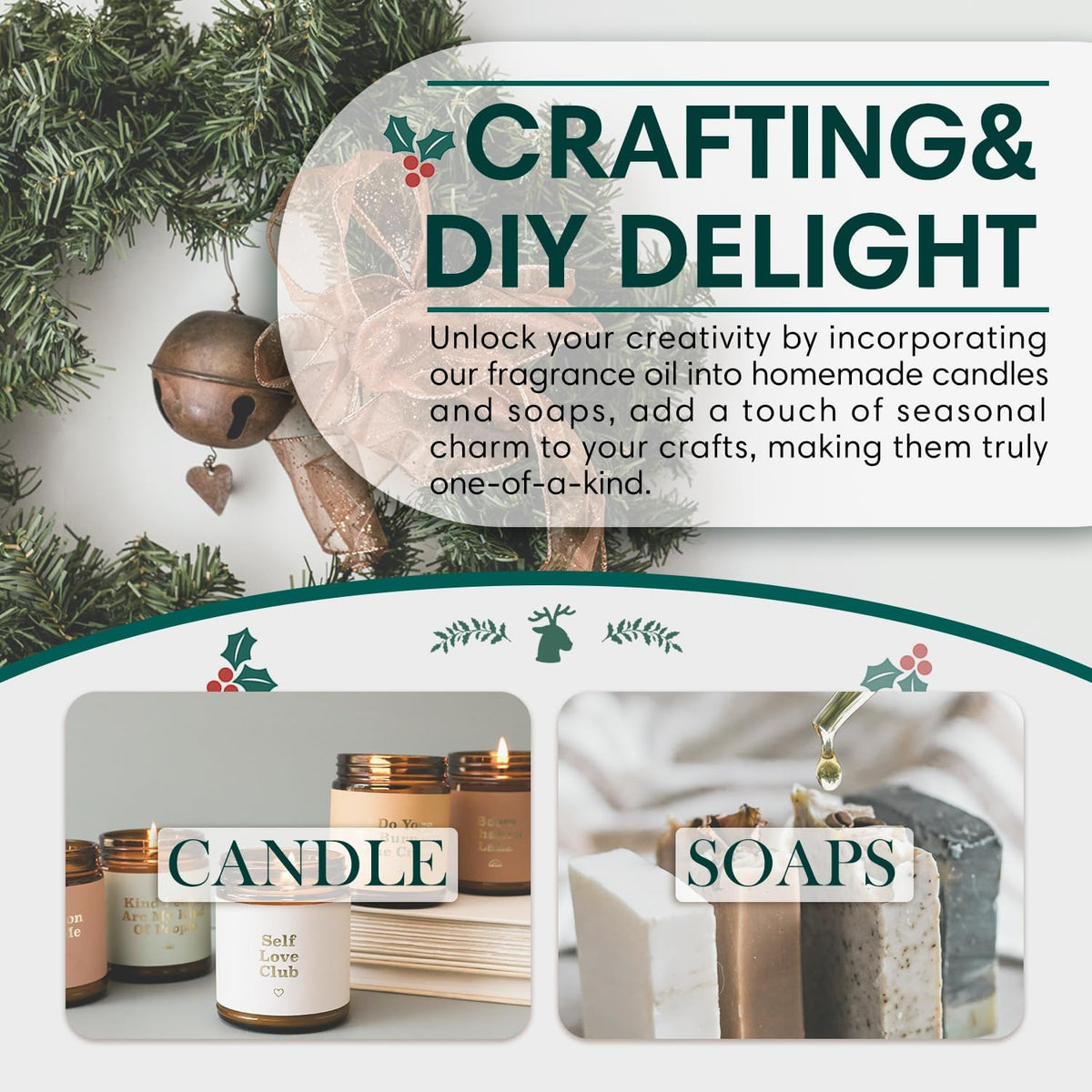SALKING Christmas Wreath Fragrance Oil, 120ml (4 Fl Oz) Premium Essential Oils for Diffuser, Candle