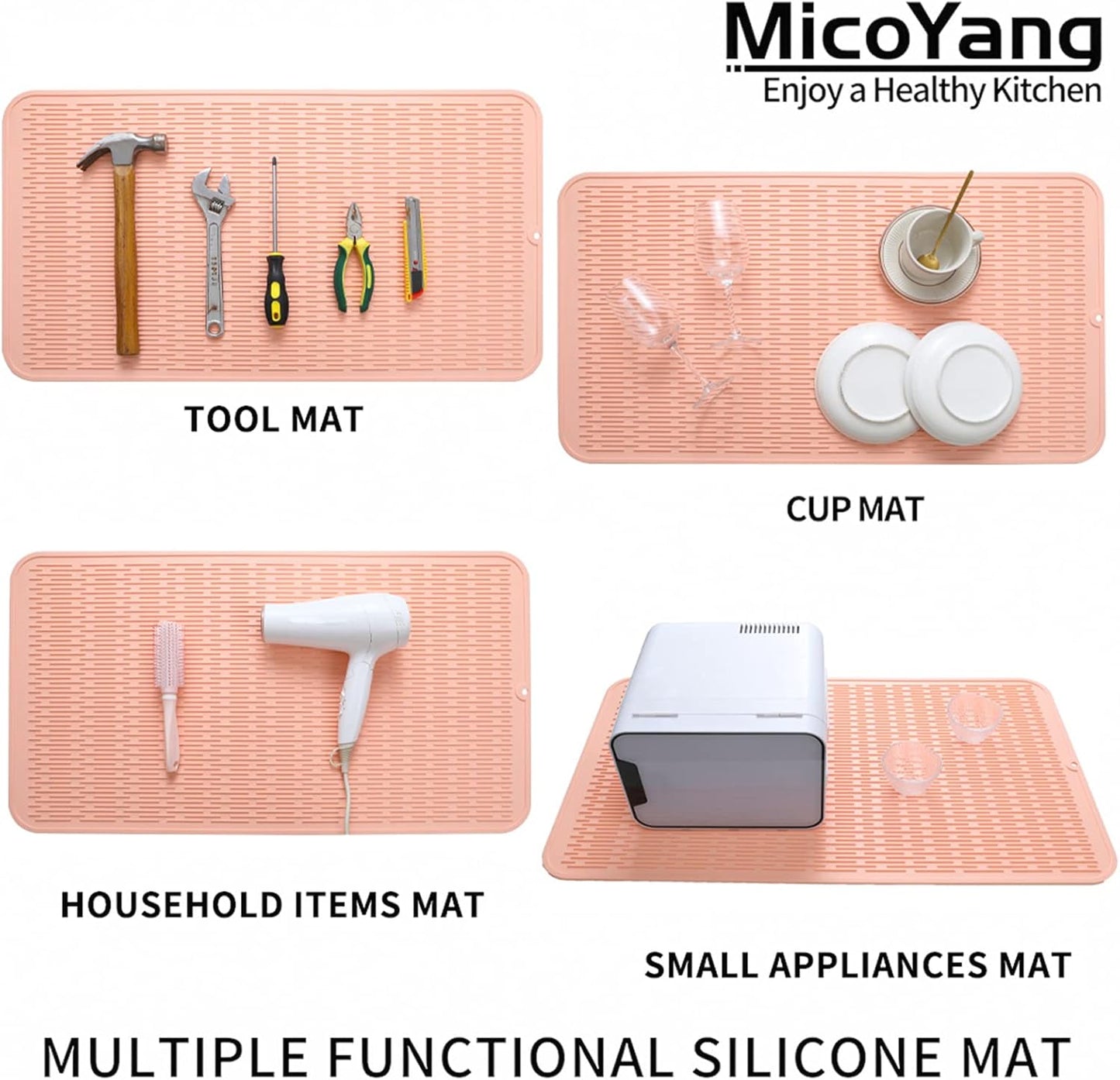 Silicone Dish Drying Mat for Multiple Usage,Easy clean,Eco-friendly,Heat-resistant Silicone Mat for