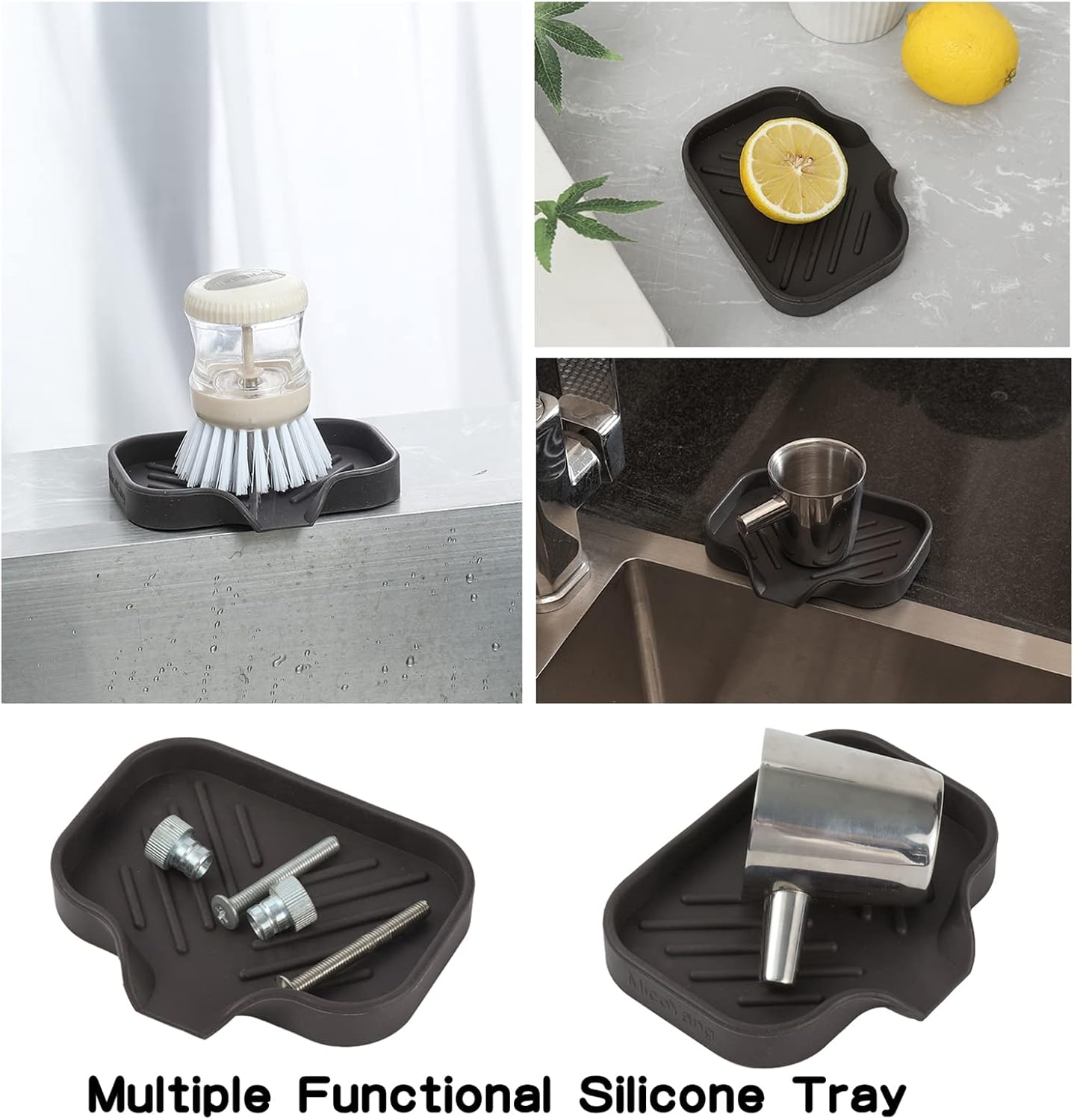 Silicone Bathroom Soap Dishes with Drain Spout-Bathroom and Kitchen Sink Organizer,Sponge