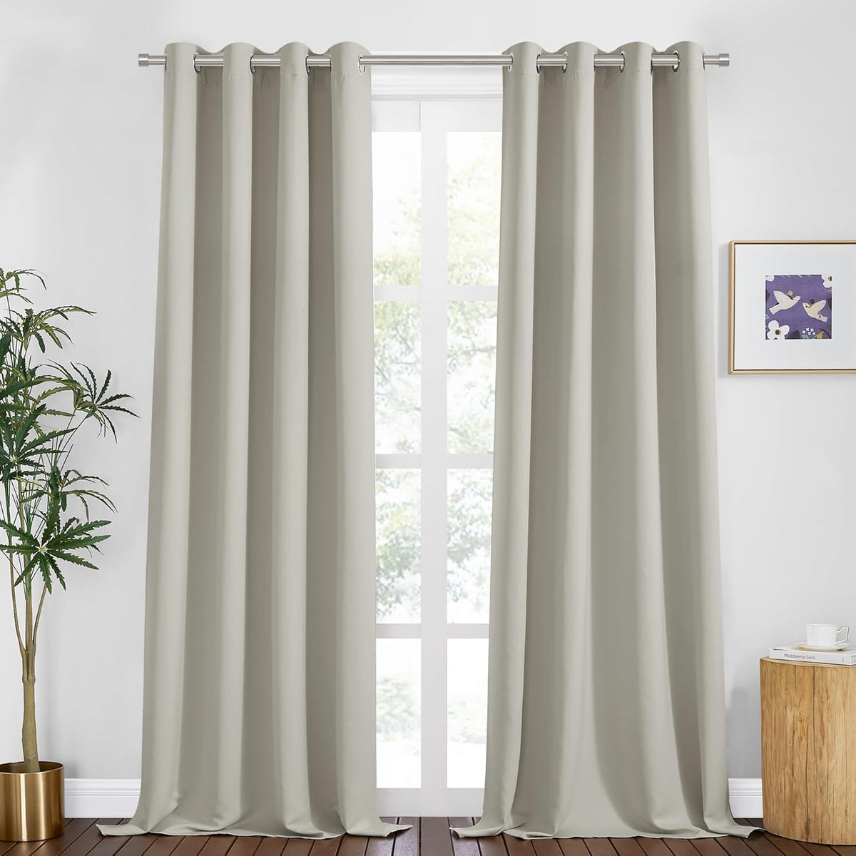 PONY DANCE Cream 94 inch Blackout Curtains Set of 2 - Grommet Window Curtains for Bedroom, Light