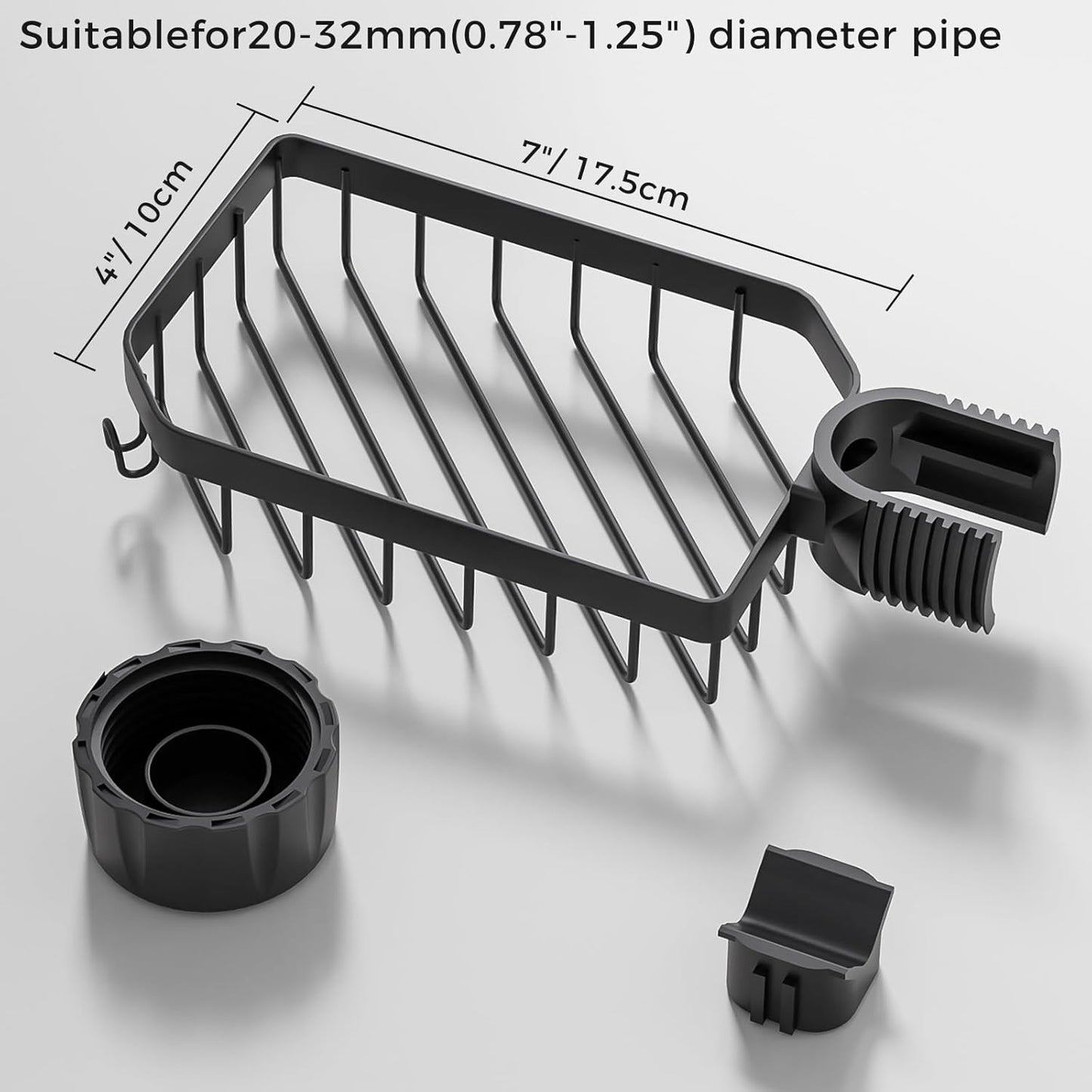 LONIN Sponge Holder Over Faucet Kitchen Sink Caddy Organizer, Stainless Steel Detachable Hanging
