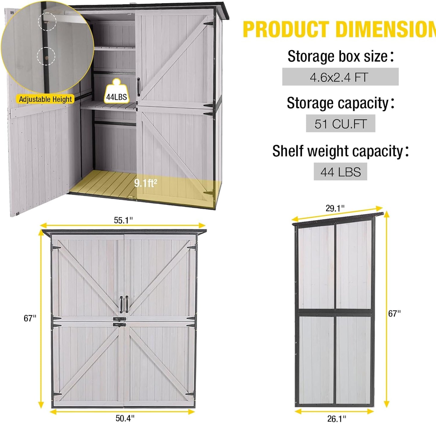 Aivituvin Outdoor Storage Shed Upgraded with Strong Metal Frame Garden Tool Shed Storage House