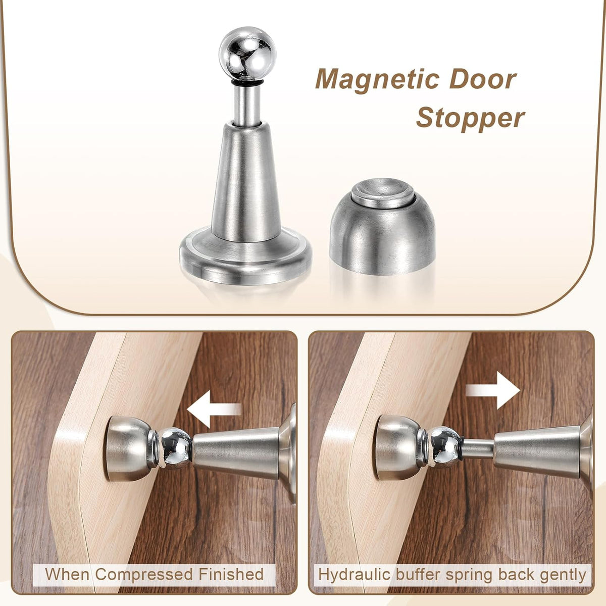 uxcell 2Pcs Magnetic Door Stopper, 304 Stainless Steel Magnetic Door Stop Catch, Soft-Catch Brushed