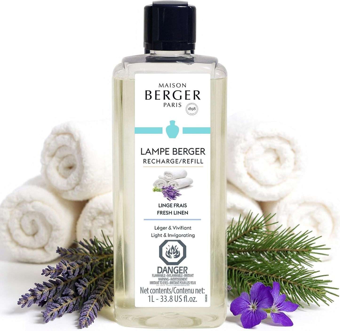 Fresh Linen - Lampe Berger Fragrance Refill for Home Fragrance Oil Diffuser - 33.8 Fluid Ounces - 1