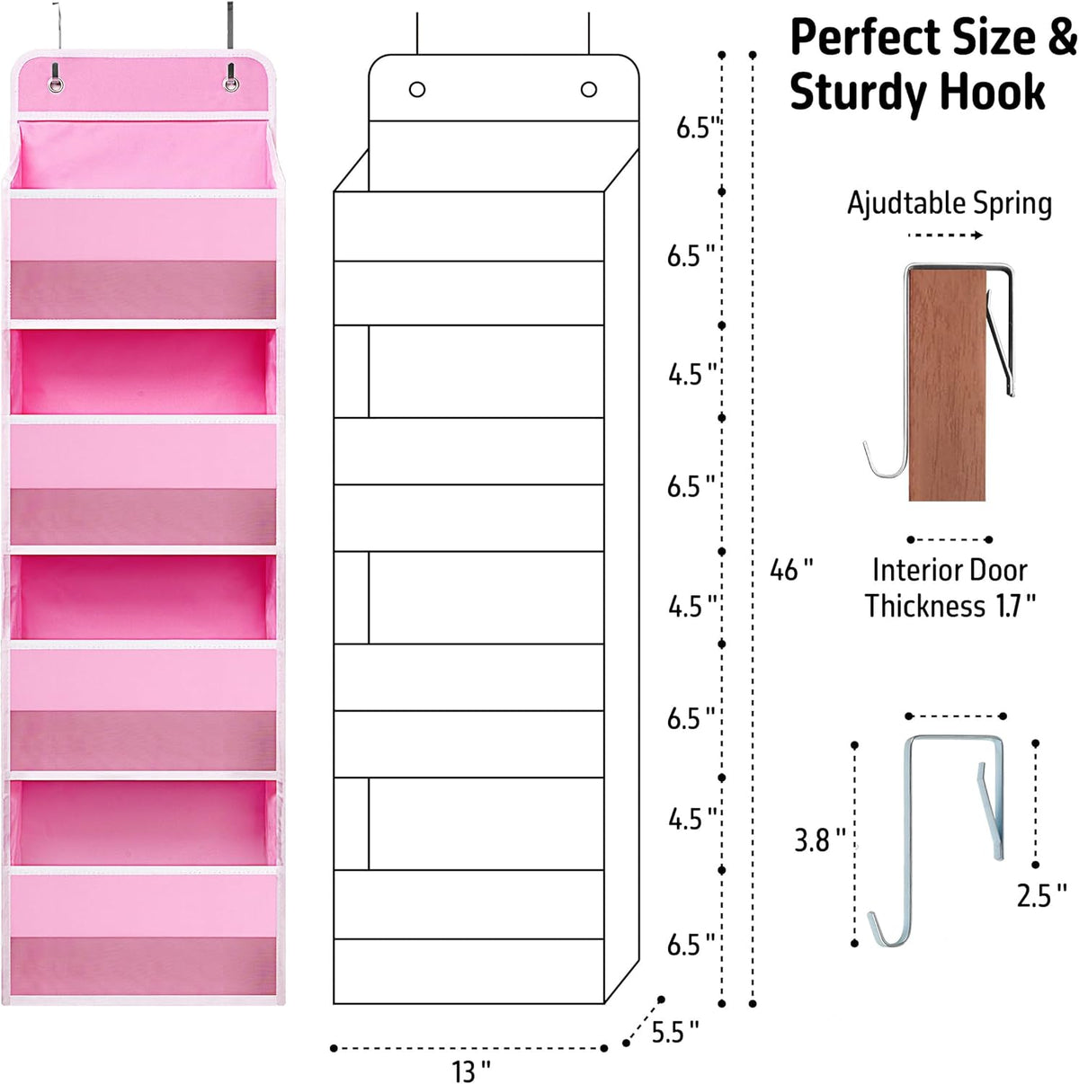 Over The Door Hanging Organizer with 4 Large Pockets – Closet, Bathroom, Nursery, Bedroom, Dorm
