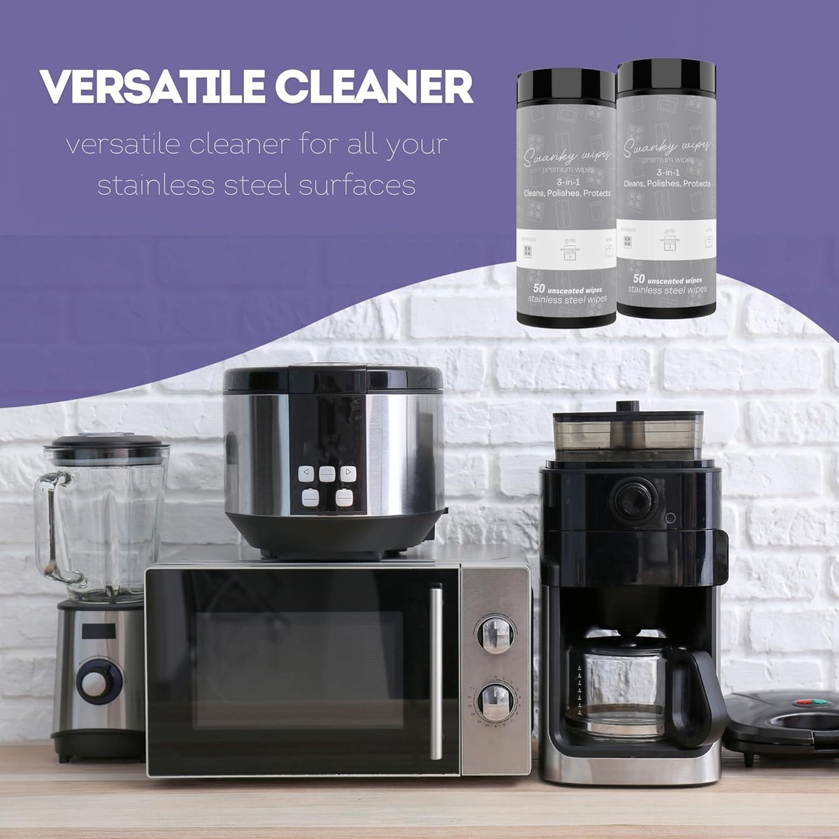 Swanky Stainless Steel Cleaner Wipes - Grime & Grease Remover Kitchen Cleaning Supplies - Clean &