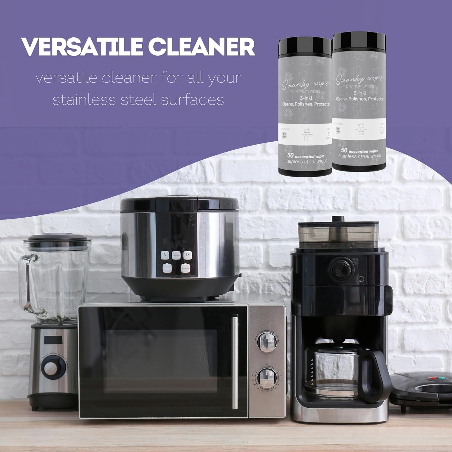 Swanky Stainless Steel Cleaner Wipes - Grime & Grease Remover Kitchen Cleaning Supplies - Clean &