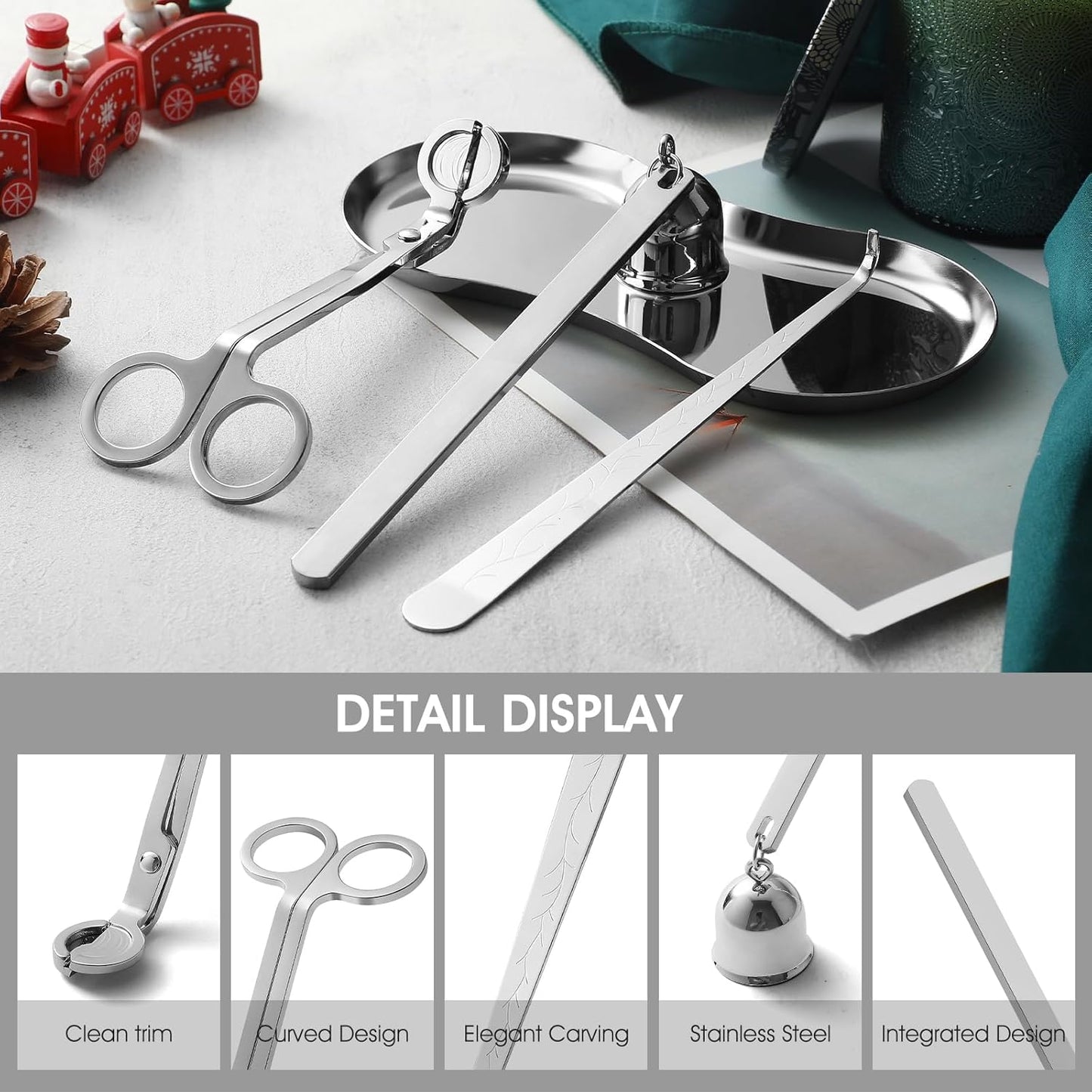 PATOISE 4 in 1 Candle Accessory Set, Candle Wick Trimmer Cutter, Candle Snuffer, Candle Wick Dipper