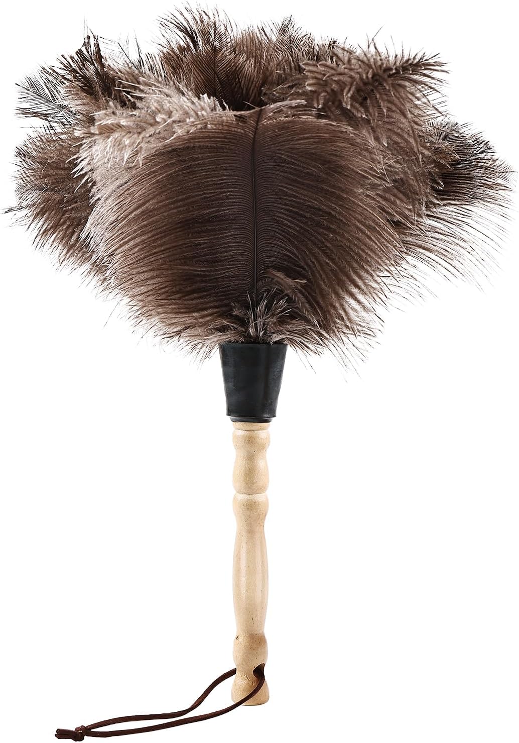 Ostrich Feather Duster 14" Natural Handheld Reusable Feathers Dusters with Wooden Handle for