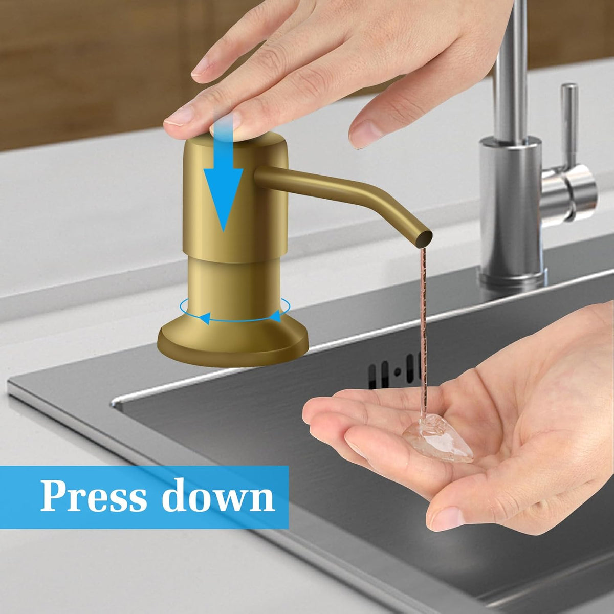 Soap Dispenser for Kitchen Sink and Extension Tube Kit, Stainless Steel Countertop SoapDispenser