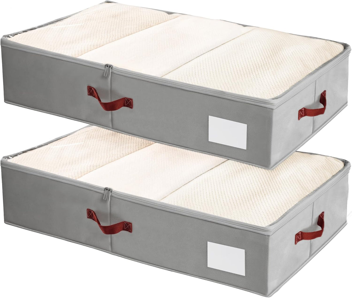 Criusia Under Bed Storage Bins with Clear PVC Lids – 2 Pack Large Underbed Organizers with