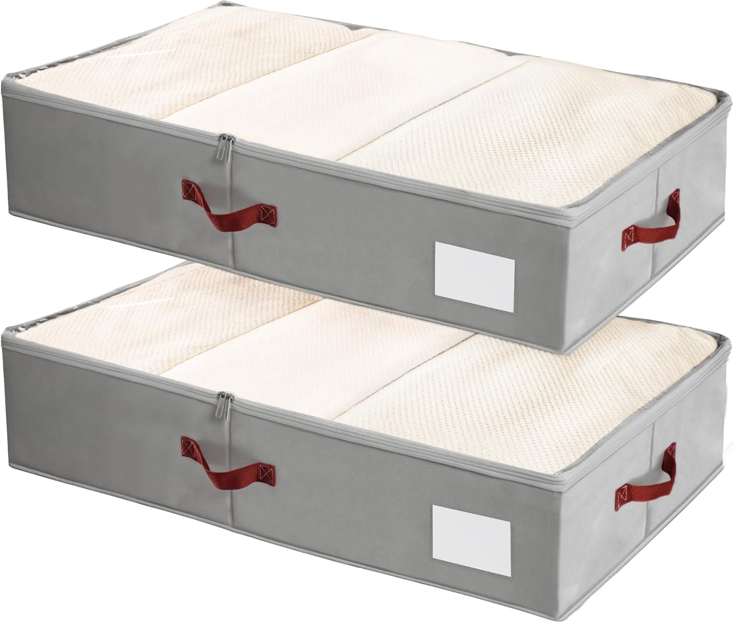 Criusia Under Bed Storage Bins with Clear PVC Lids – 2 Pack Large Underbed Organizers with