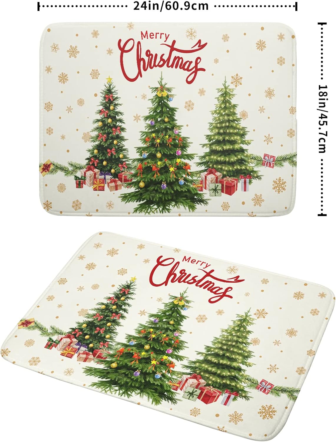 Christmas Tree Dish Drying Mat 18x24 for Winter Xmas Tree Snowflake Kitchen Counter Decor Absorbent