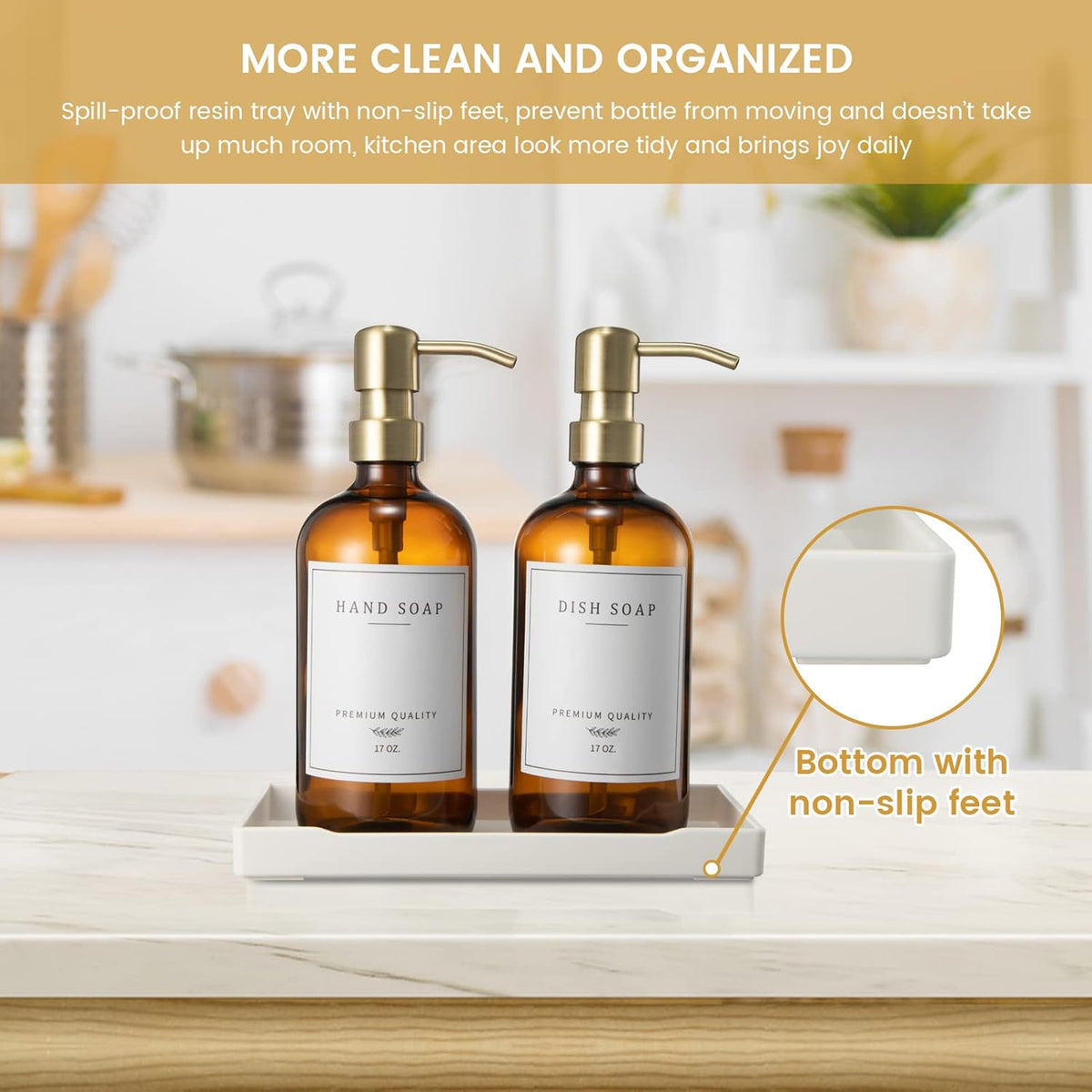 Glass Soap Dispenser for Kitchen Sink,Farmhouse Kitchen Dish Soap Dispenser&Hand Soap Dispenser