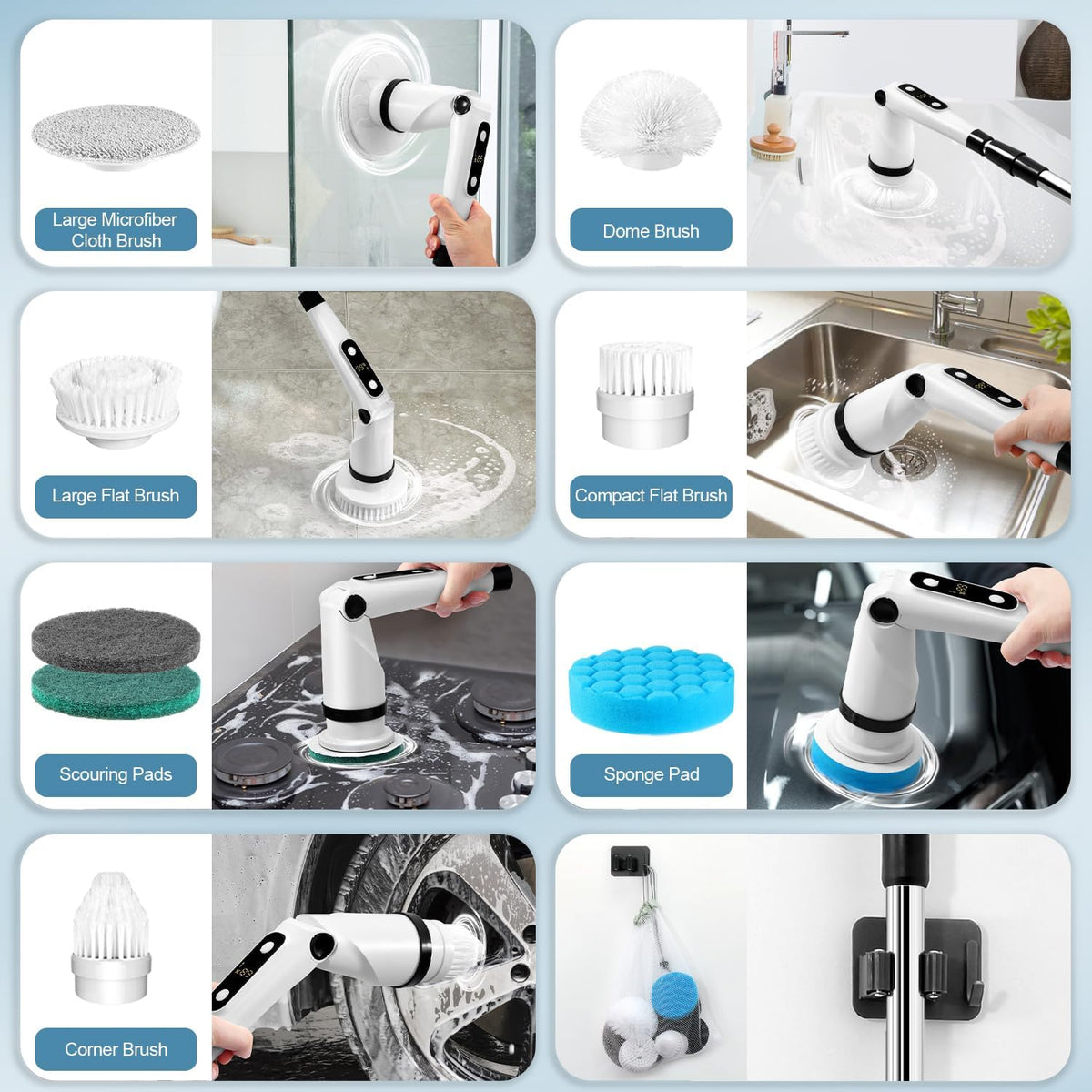 IEZFIX Electric Spin Scrubber, Bathroom Power Shower Scrubber Cleaning Brush for
