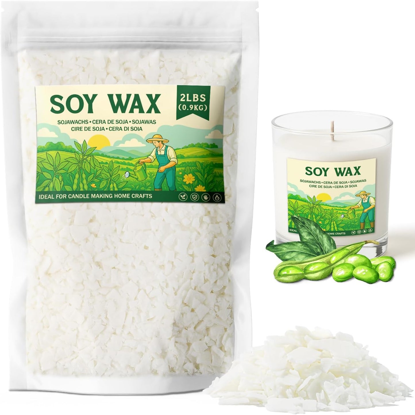 NORVENCE Soy Wax for Candle Making, Natural Soy Wax Flakes 2lb, Premium Candle Wax for DIY Candle