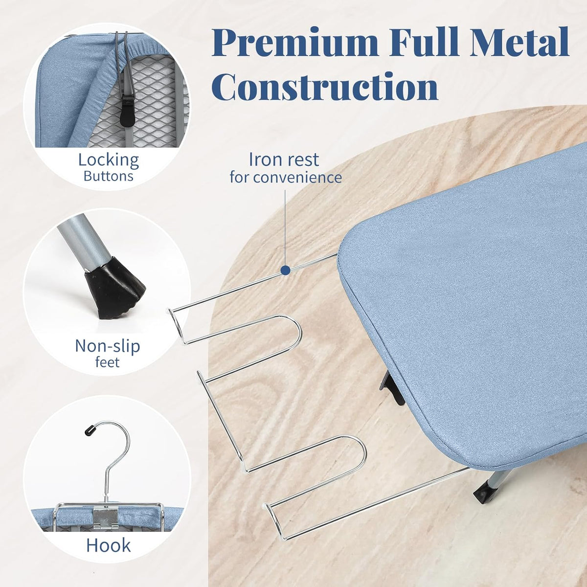 Small Ironing Board Tabletop with Cover and Pad, BlissBoard Mini Folding Iron Board Portable with