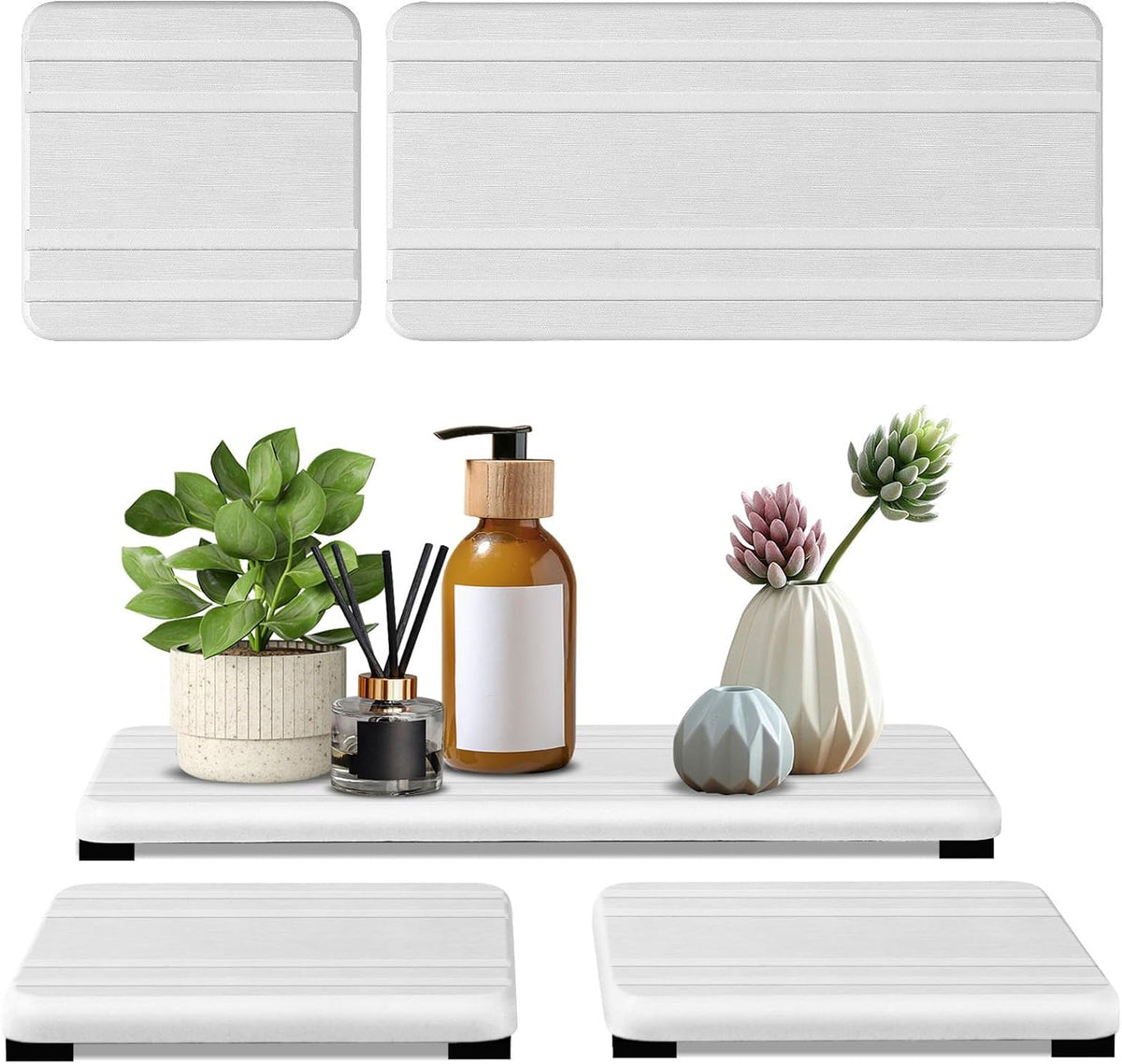 3PCS Water Absorbing Stone Tray, DryingNeat Diatomite Stone Sink Tray, Instant Dry Sink Coasters
