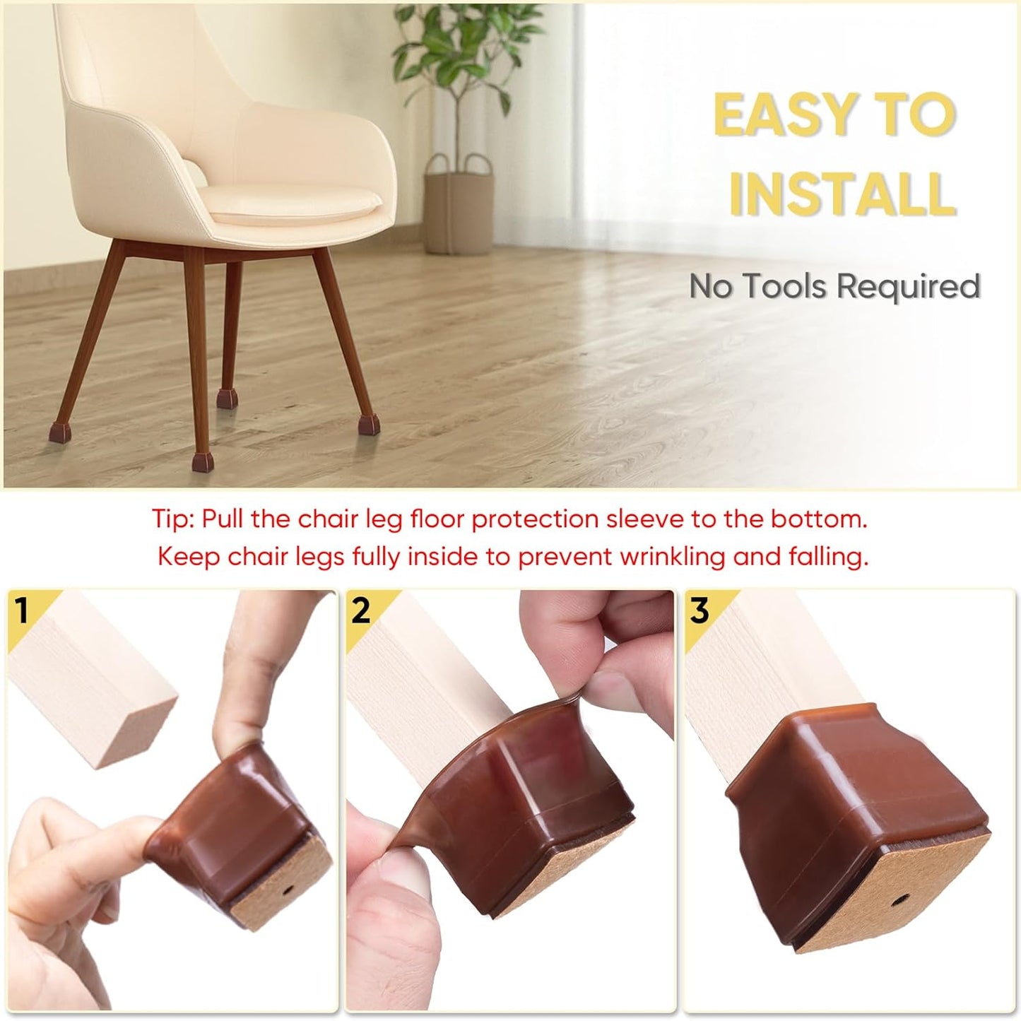 BALEINE 24 Pack Silicone Chair Leg Floor Protectors, Stool Leg Protectors Cap, Non-Slip Chair Leg