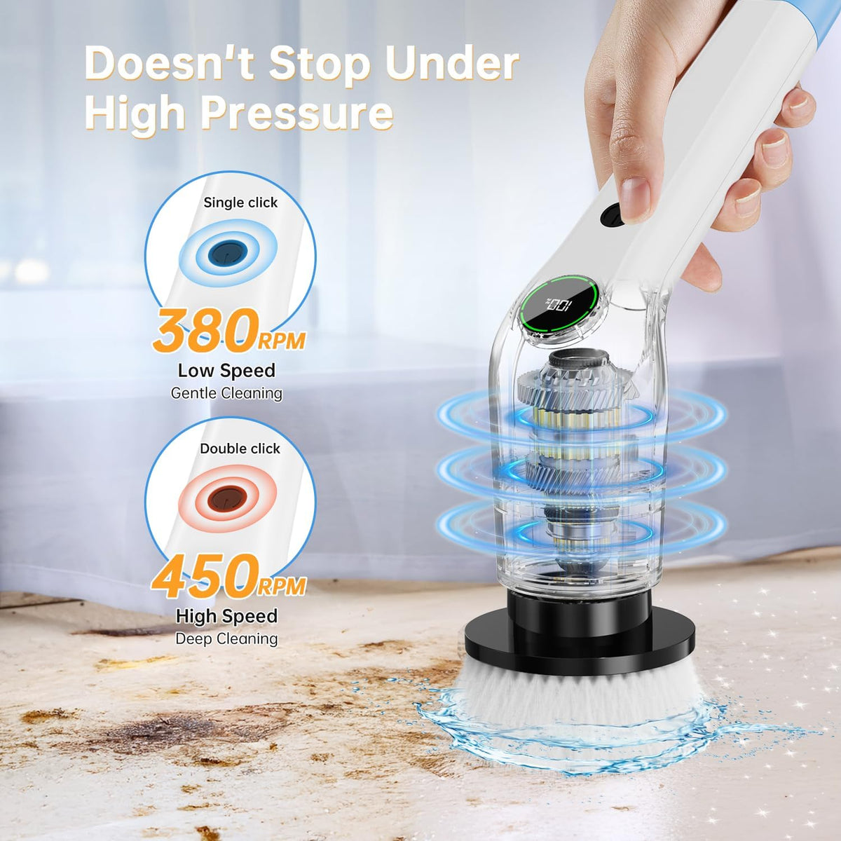Electric Spin Scrubber, Cordless Shower Scrubber with 8 Scrub Brush, 2 Speed with Adjustable