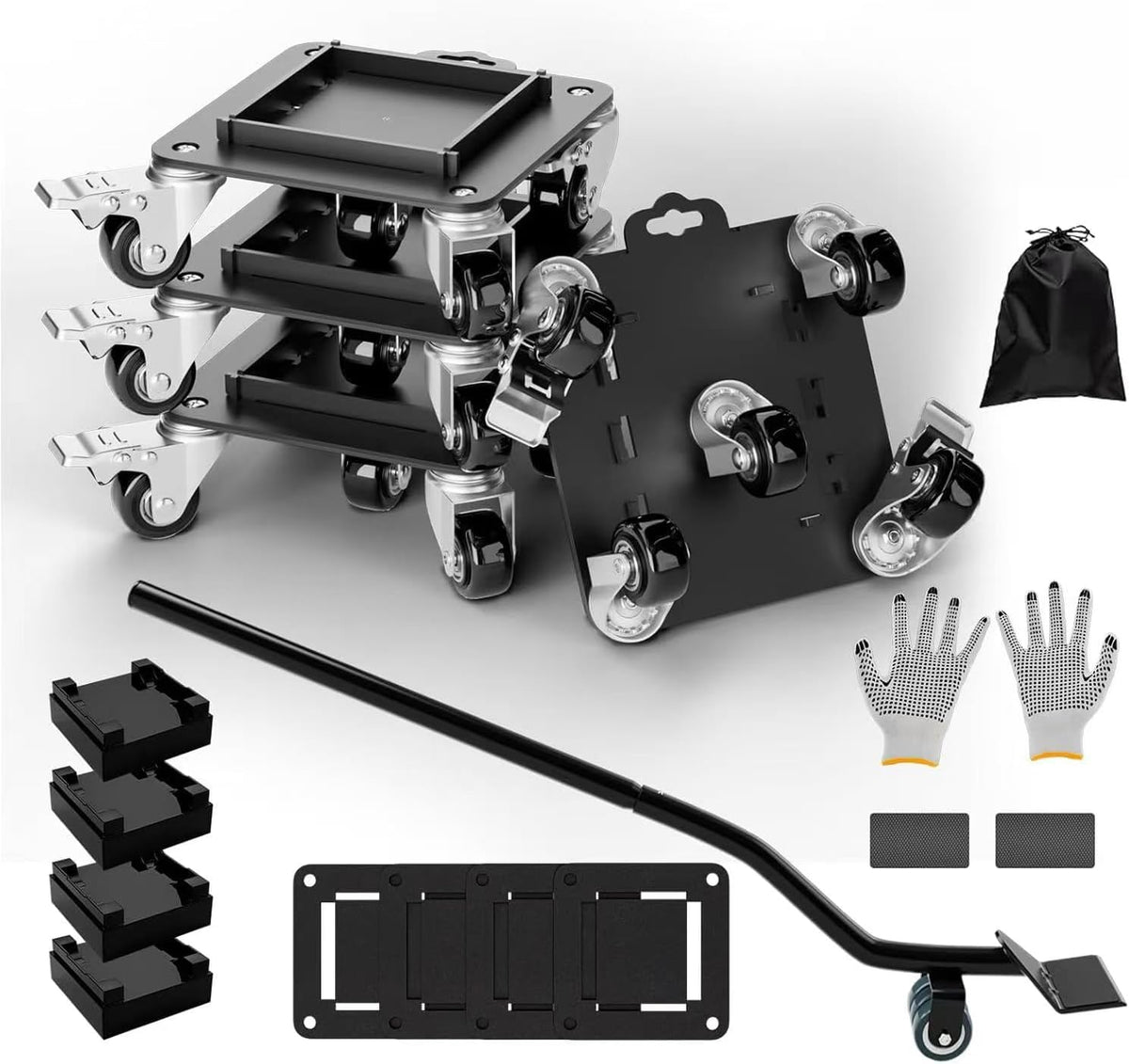 Furniture Dolly 5 Wheels Heavy Duty with Removable Side Guards,3307 Lbs Capacity,360° Rotating