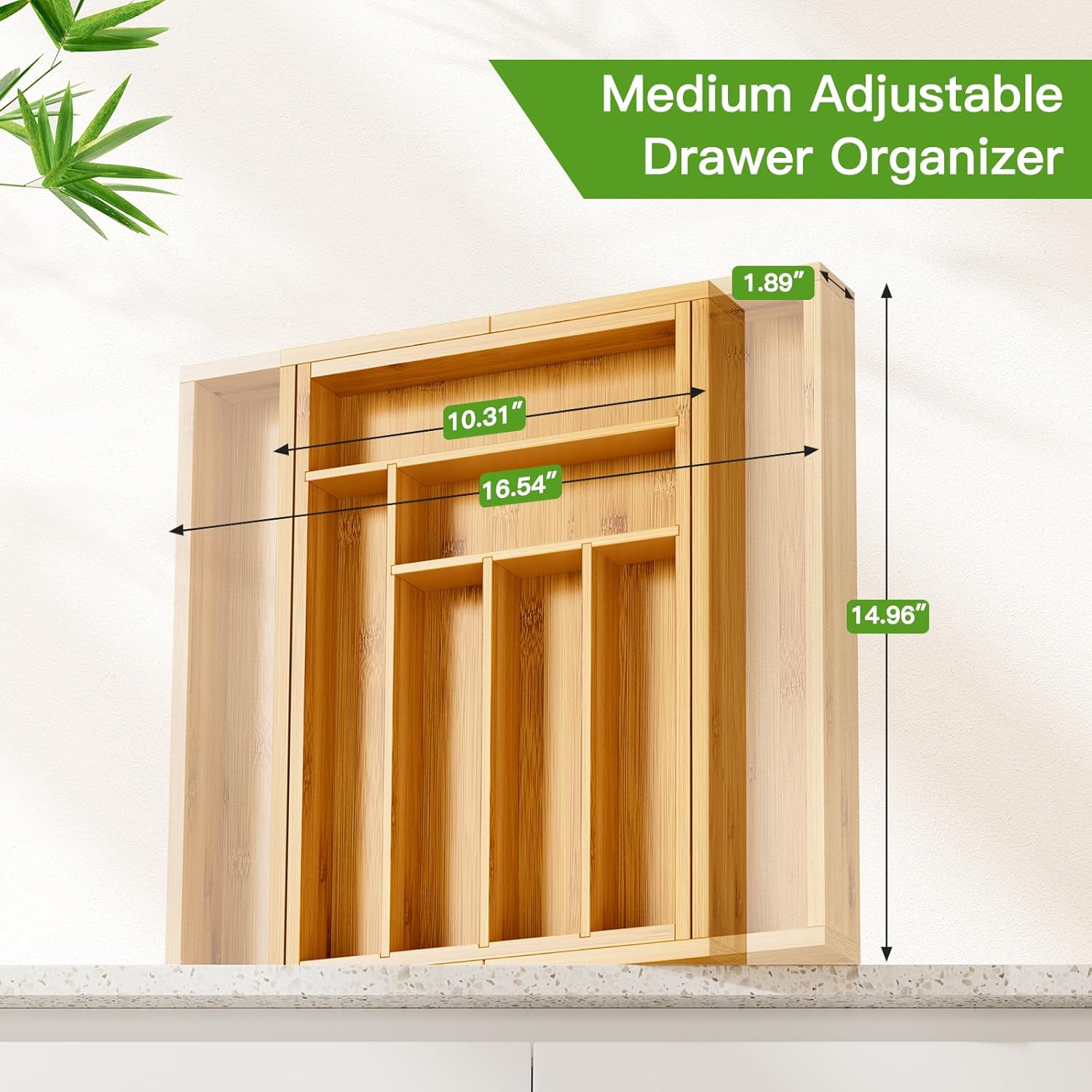 Pipishell Bamboo Expandable Drawer Organizer for Utensils Holder, Adjustable Cutlery Tray, Wood