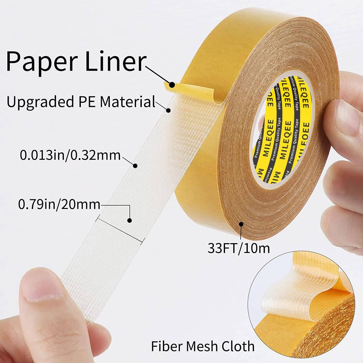 2Pack Double Sided Tape Heavy Duty, 0.79" x 33FT (66FT Total), Universal High Tack Strong Wall