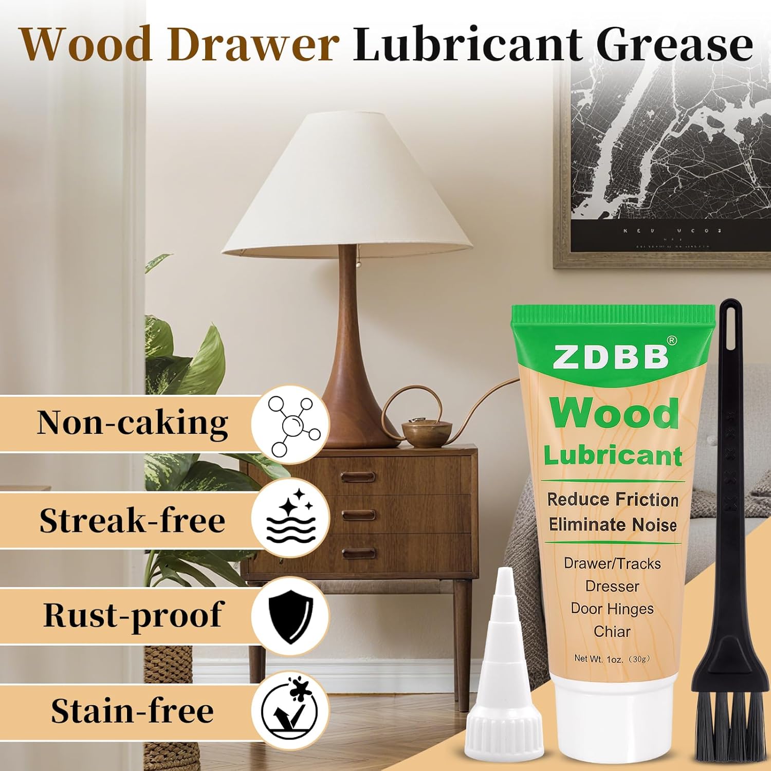 Wood Drawer Wax Lubricant Paste Door-Ease Lubricant Wear-Resistant Eliminate Sticking Noise Loosen