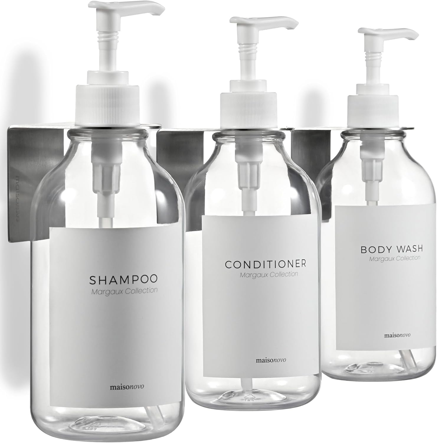 MaisoNovo Shampoo and Conditioner Dispenser - Shower Soap Dispenser Wall Mounted - 16.9 fl oz Set