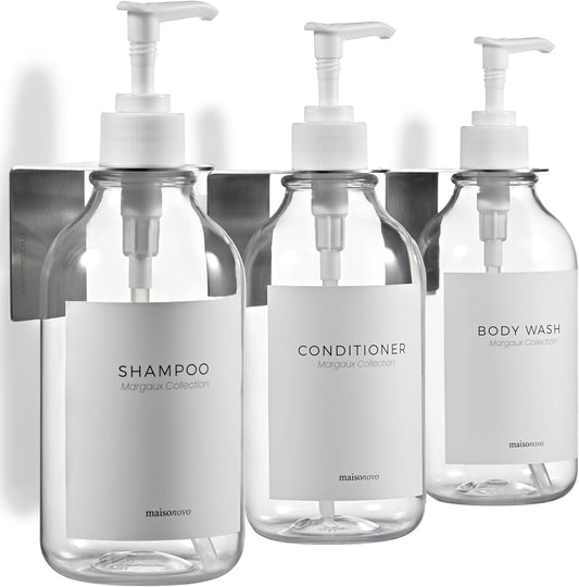 MaisoNovo Shampoo and Conditioner Dispenser - Shower Soap Dispenser Wall Mounted - 16.9 fl oz Set